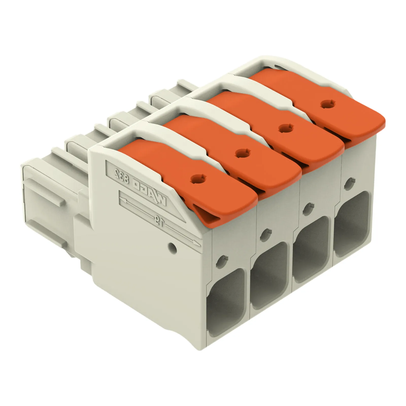 Conector Hembra / 1 Conductor / Palanca / Push-in CAGE CLAMP® / 16 mm² / Paso 10.16 mm (0.4 in) / 4 Polos / 1000 V / 76 A / Contactos Plateados / Protección 100% contra Error al Conectar / Gris Claro