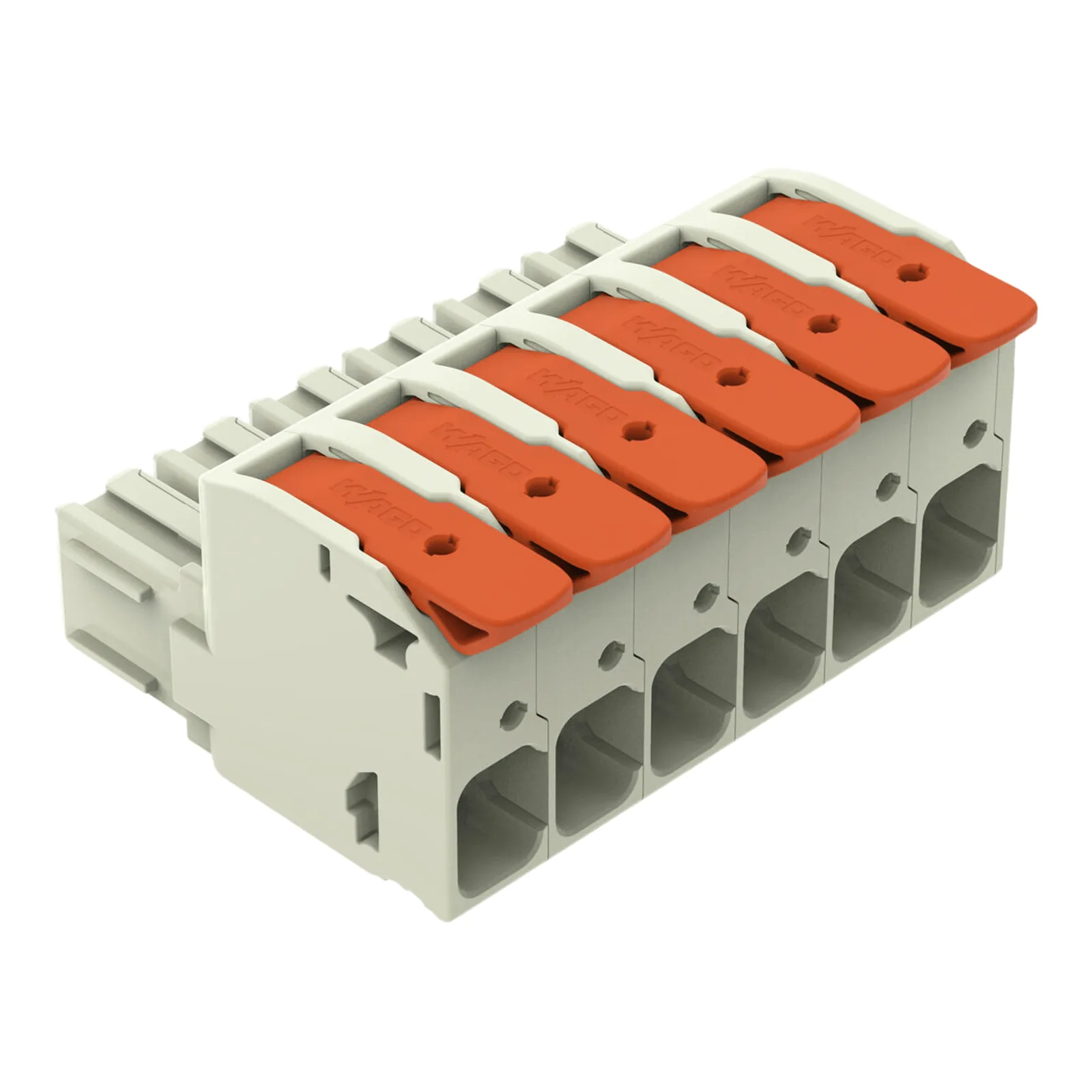 Conector Hembra/ 1 Conductor / Push-in CAGE CLAMP® / 6 Polos / Paso 10.16 mm (0.4 in) / 16 mm² / Palanca de Accionamiento / 100% Protegido contra Error al Conectar / Contactos Plateados / 1000 V / 76 A