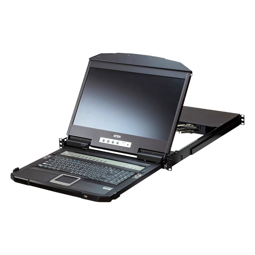 KVM Switch LCD 18.5" (7.3 in) | Consola Dual Rail 1U | 4 Puertos USB HDMI | Multi-View Quad-PiP-PbP-PoP | Resolución 1920x1200 @ 60Hz | Cascada 2 Niveles 16 Computadoras | Boundless Switching | Video DynaSync | EDID Expert | Consola Externa HD
