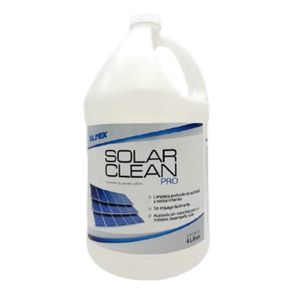 Limpiador Premium para Paneles Solares / Sin Enjuague / Secado Sin Manchas / Elimina Contaminantes que el Agua No Puede Remover / Fórmula Concentrada 25:1 / Seguro para Paneles / Presentación de 4 Litros