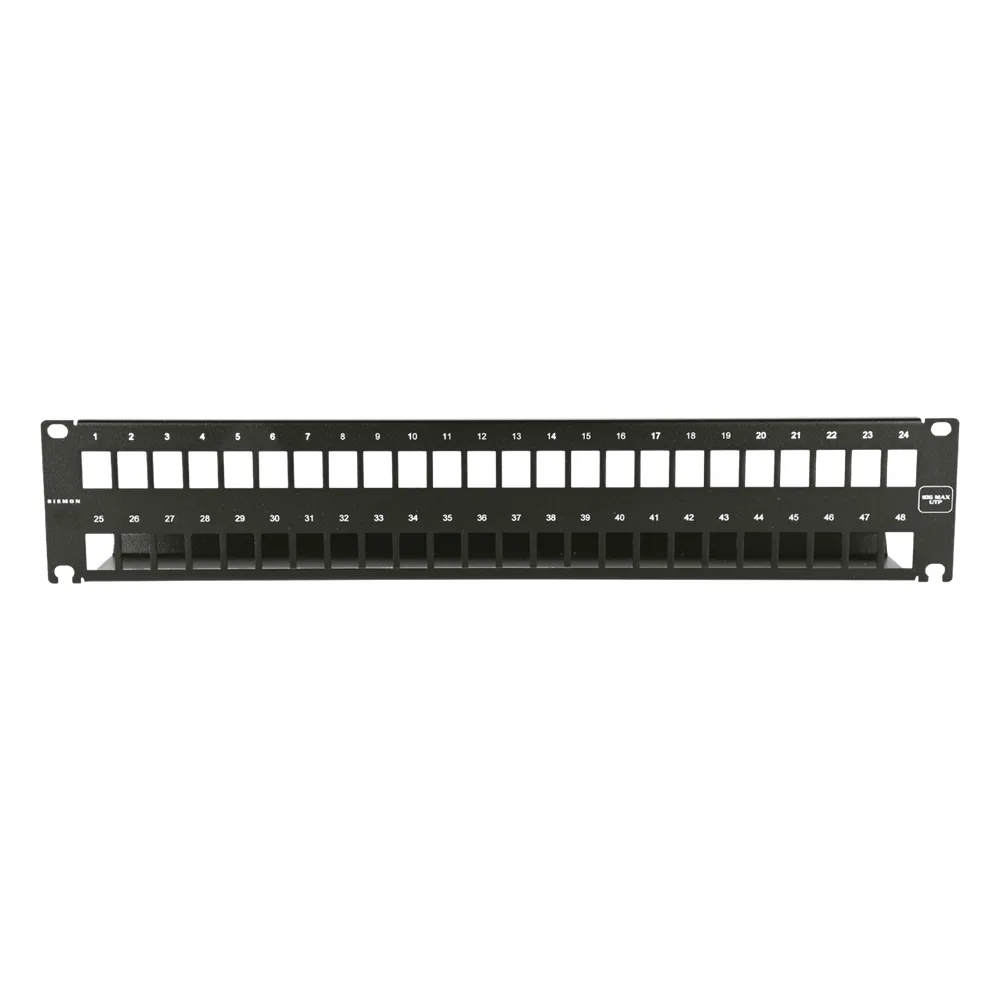 Patch Panel 10G MAX UTP / 48 Puertos Vacíos / 1U Rack 19" / Compatible Z-MAX y UltraMAX / Color Negro / Administrador de Cable Integrado