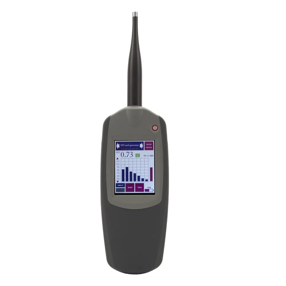 Medidor de Inteligibilidad del Habla STIPA / STI Completo / Pantalla Táctil Color / Medición Acústica Profesional / Certificación de Espacios