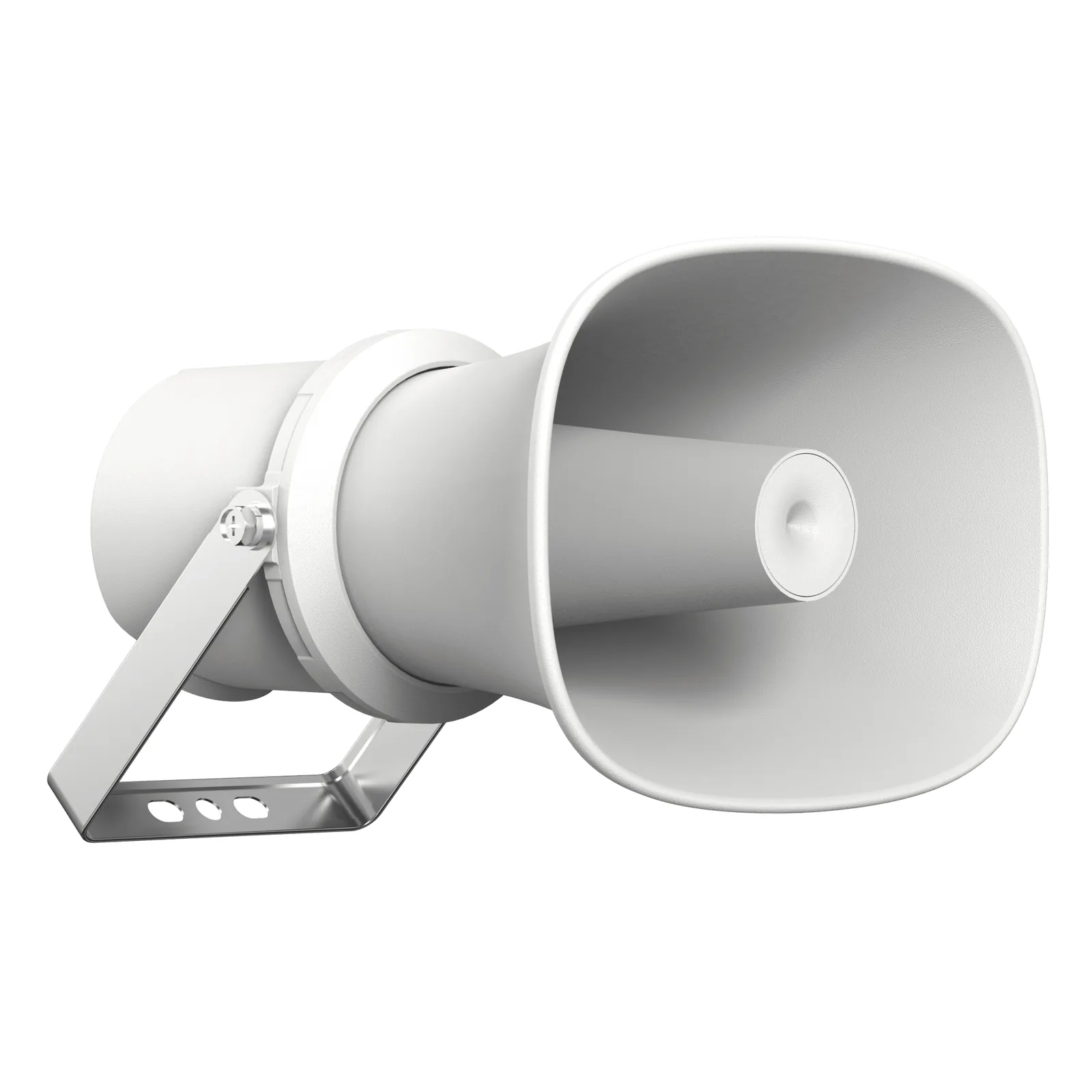 Bocina (Altavoz IP ) | Tipo Trompeta | 25 Watts | POE | Anti-corrosión | Metal | IK10 | Entrada de alarma | Voceo en tiempo real | Calendarización de audios | Síntesis de Voz (TTS)