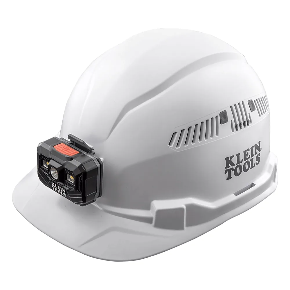 Casco de Seguridad Tipo Cachucha / Clase C / 4 Puntas de Suspensión / Material PC/ABS / Ventilación con Rejillas Ajustables / Luz Frontal LED Recargable 300 Lúmenes / Ranuras Frontales, Posterior y Laterales para Accesorios.