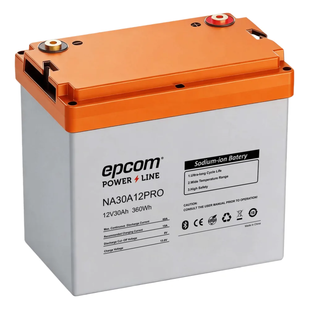 Batería de Iones de Sodio Ciclo Profundo / 12 Vcc 30 Ah / 360 Wh / 4000 Ciclos / Bluetooth / IP65 / Solar, Marina, Respaldo