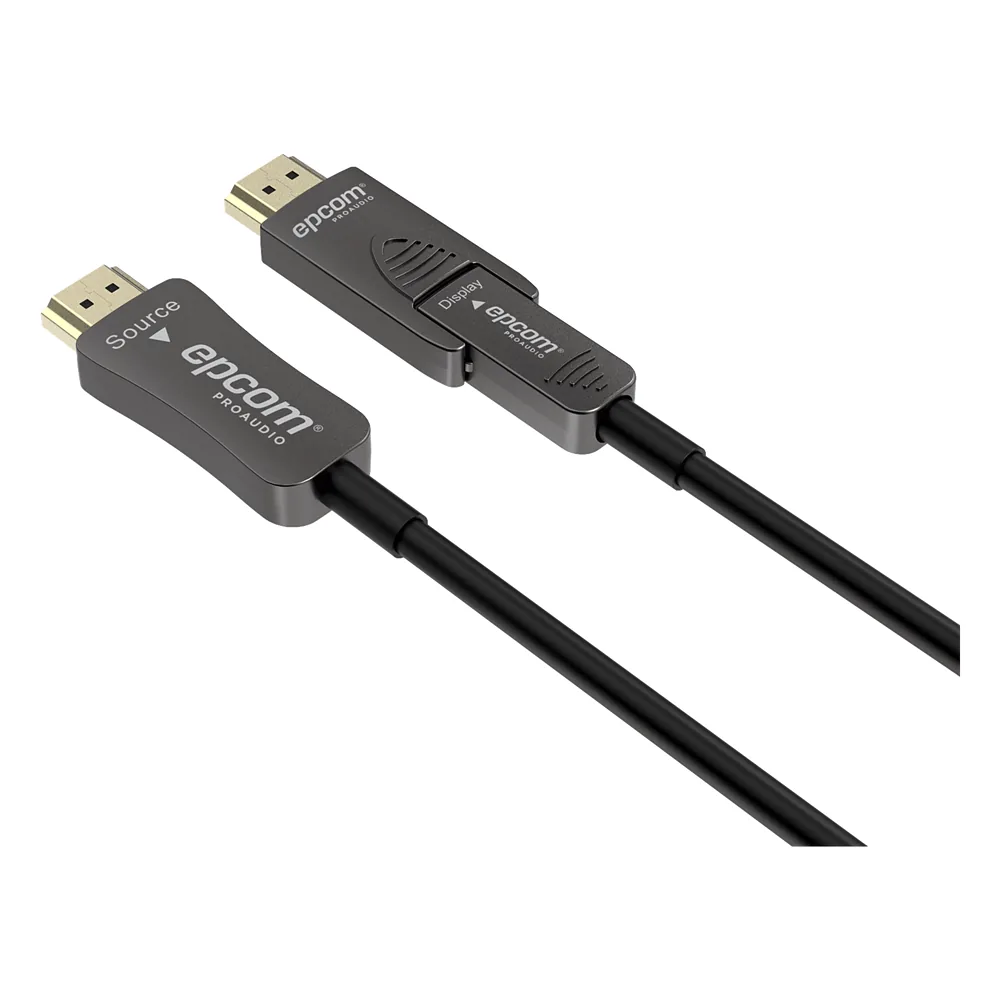 Cable HDMI Óptico Activo| 4K Real | 30 m | 18 Gbps | 4K@60Hz 4:4:4 | HDMI 2.0b | HDCP 2.2 | HDR | ARC | Conector RX Desmontable | Plug and Play