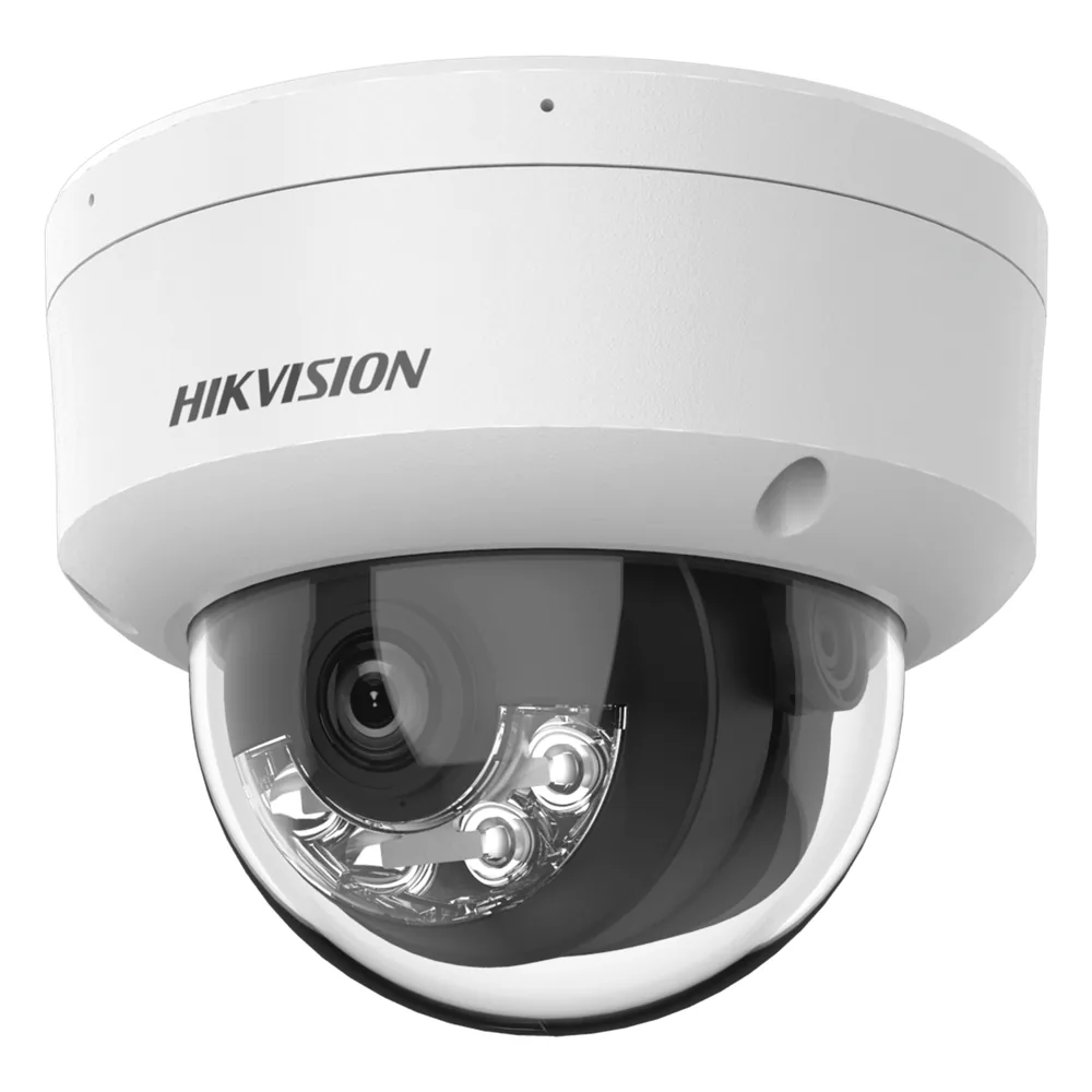 Cámara Domo IP 4 Megapíxeles (2688×1520) / Smart Hybrid Light IR y Luz Blanca 30 m (98.4 ft) / HikAI-ISP / WDR 120 dB / Detección 3.0 Personas y Vehículos / Micrófono Integrado / IP67 / PoE / microSD 512 GB