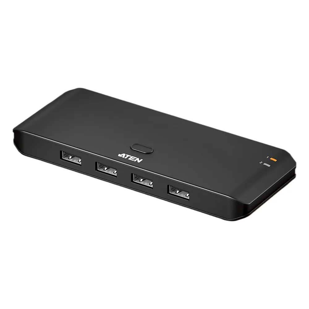 Switch USB 2.0 Compartido 2 x 4 Essentials | 480 Mbps | InstaSync | Pulsador Integrado | Diseño Compacto