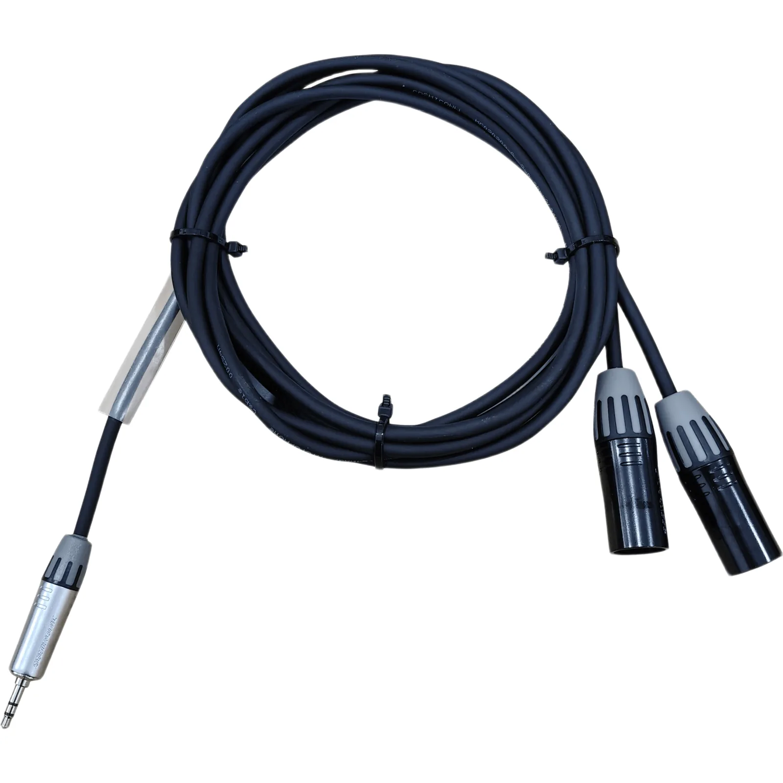 Cable de Audio | Plug 3.5mm estéreo a 2 XLR macho | Conector Seetronic Serie M MTP3C-BG - SCMM3-B | Longitud 5m