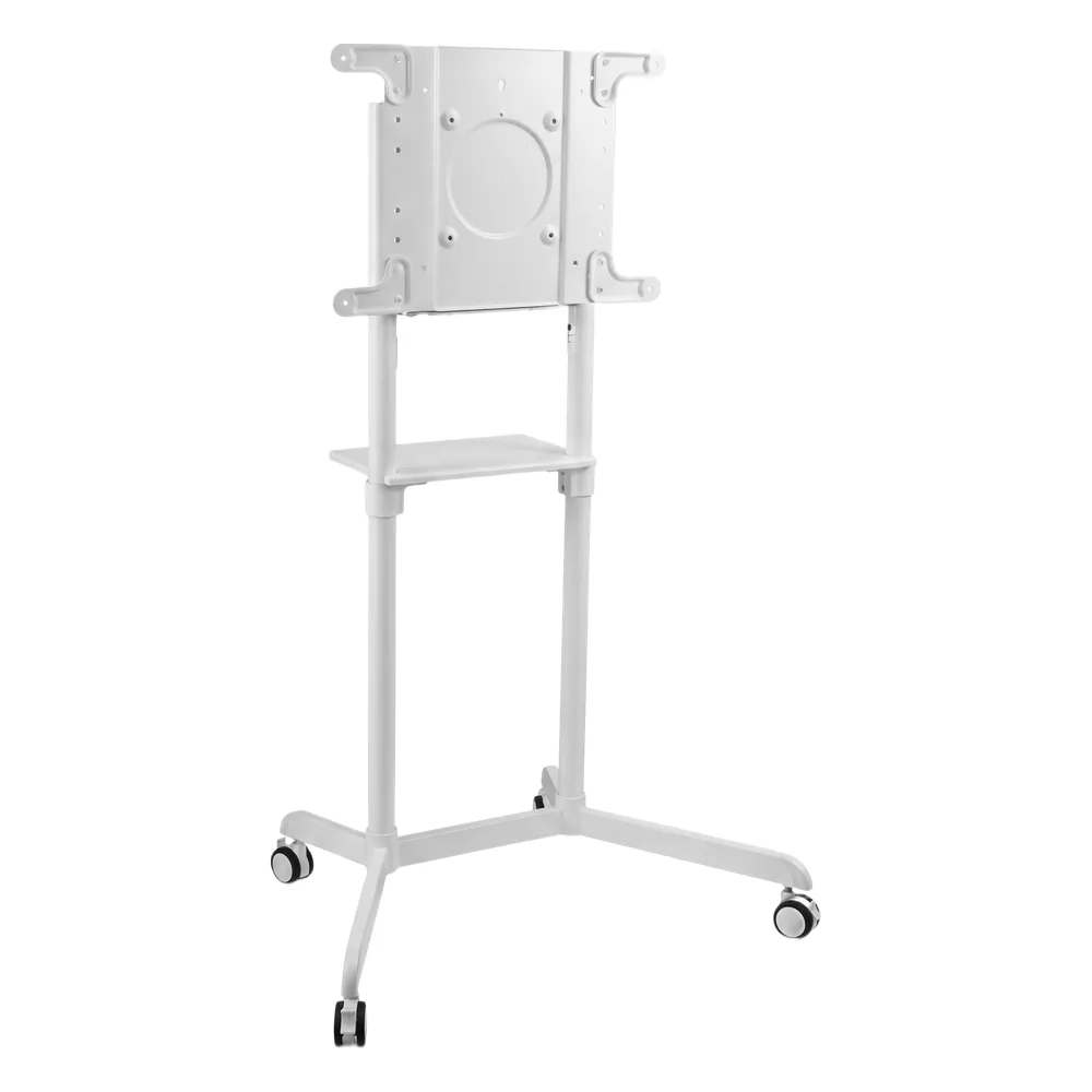 Soporte Móvil Rotativo para Pantalla 37"-70" / Rotación 0° a 90° / VESA 200x200 a 600x400 / Carga 70 kg / Ruedas con Bloqueo / Color Blanco