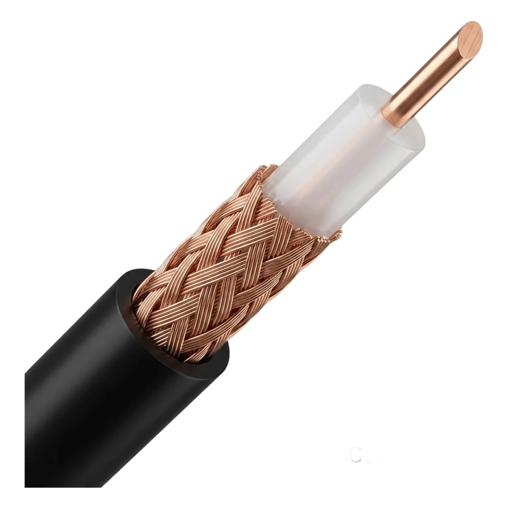 Cable Coaxial RG58/U | Bobina de 100 metros | Conductor Cobre 20 AWG | Malla 95% | Impedancia 53 &Omega; | Atenuación 55.9 dB/100m @ 1000 MHz | Certificación UL & ETL