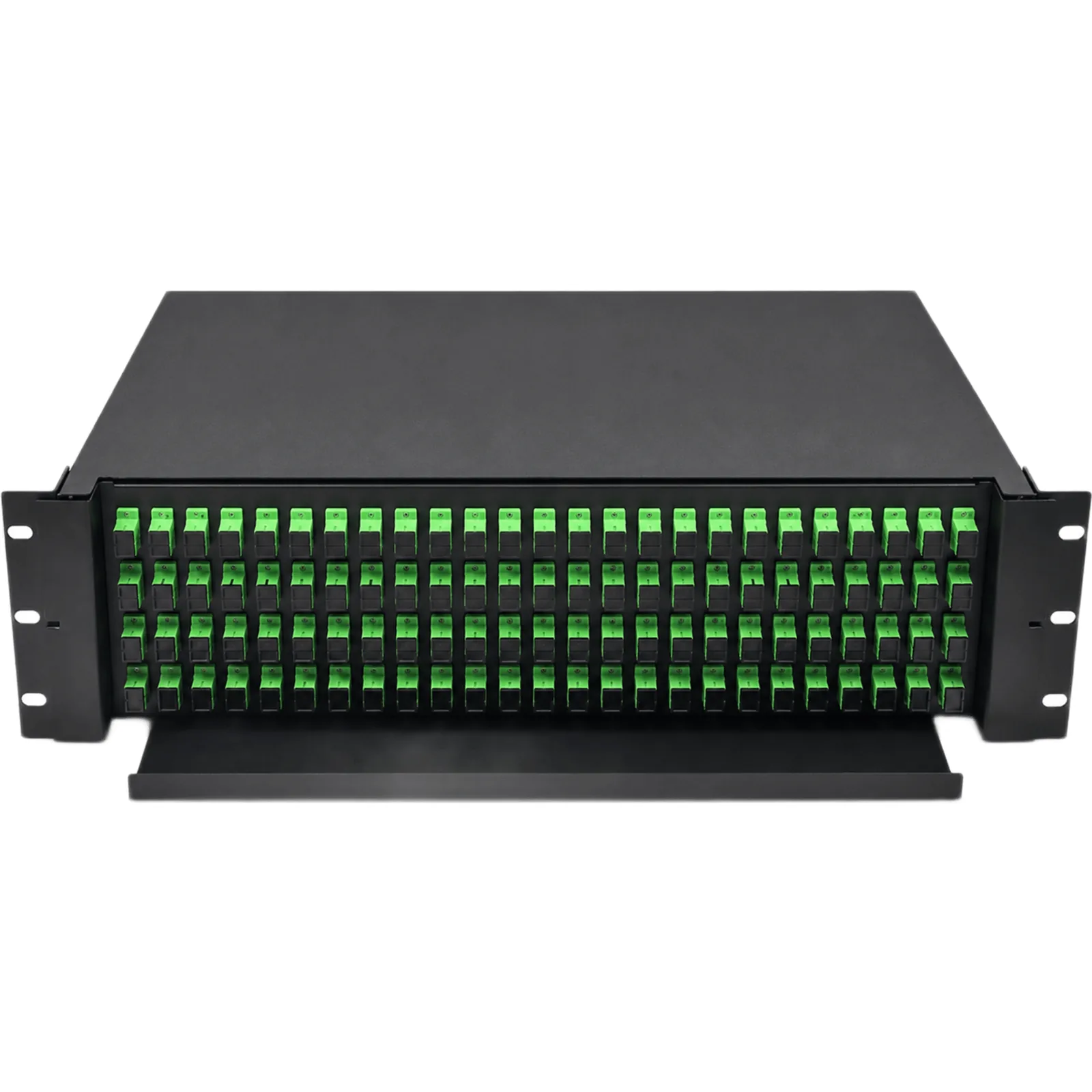 Distribuidor de Fibra Óptica (ODF) para 96 Empalmes, con 96 Acopladores SC/APC y 96 Pigtails SC/APC, para Rack de 19, 3 UR