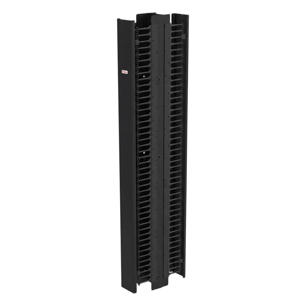 Gestor Vertical de Cableado CableTek-EC / Doble Cara / 45U / Acero 1.9 mm / 6 in Ancho / 9 in Profundidad / Negro RAL 9005 / Montaje Universal 2 y 4 Postes / Postes y Compuertas Incluidos / Cubierta Frontal Central