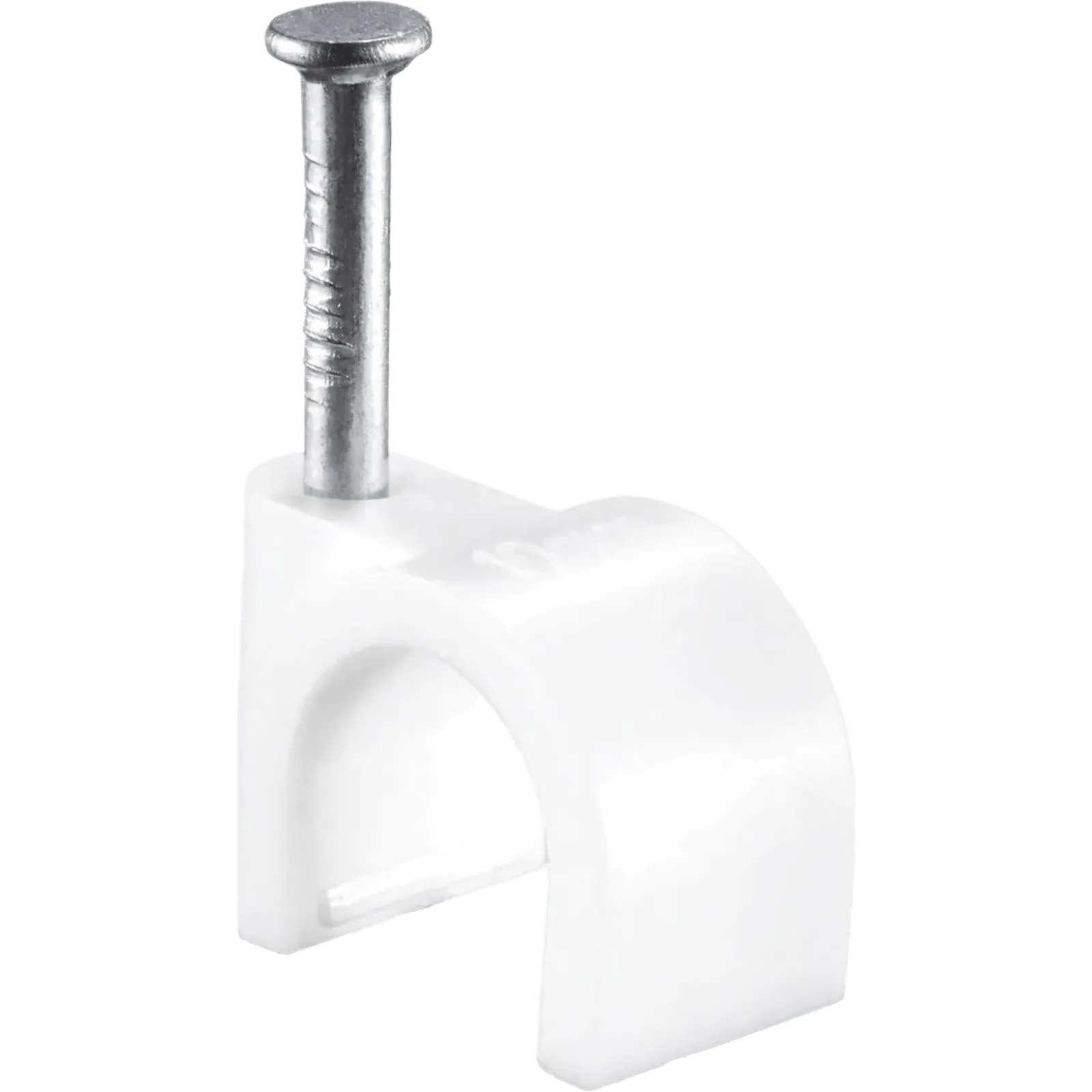 Grapa para Cable Redondo de 4 mm / Resistente a UV / Uso Interior y Exterior / Color Blanco / 100 Piezas