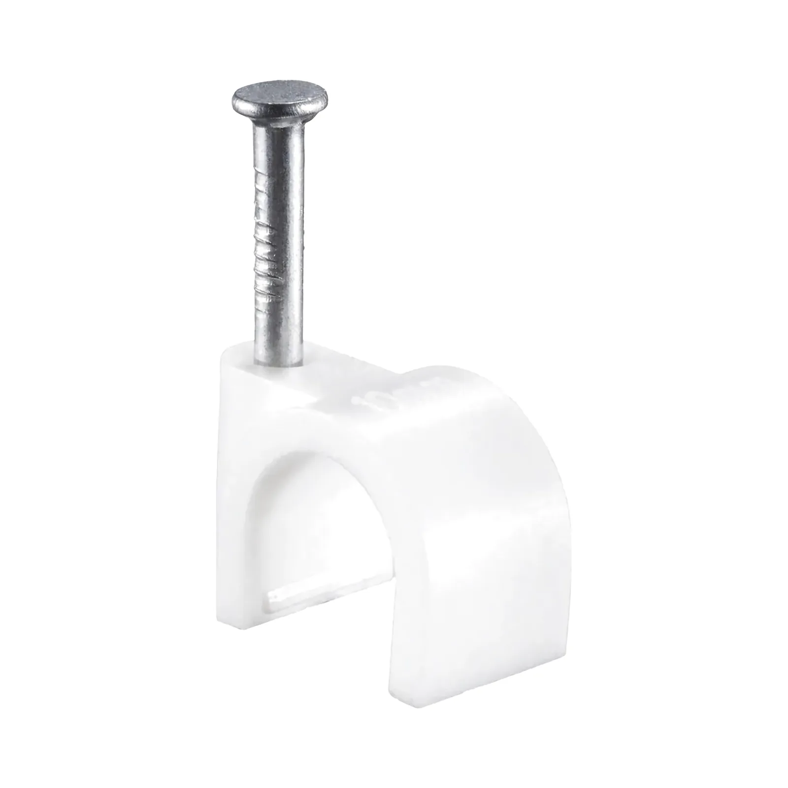 Grapa para Cable Redondo de 9 mm / Resistente a UV / Uso Interior y Exterior / Color Blanco / 100 Piezas