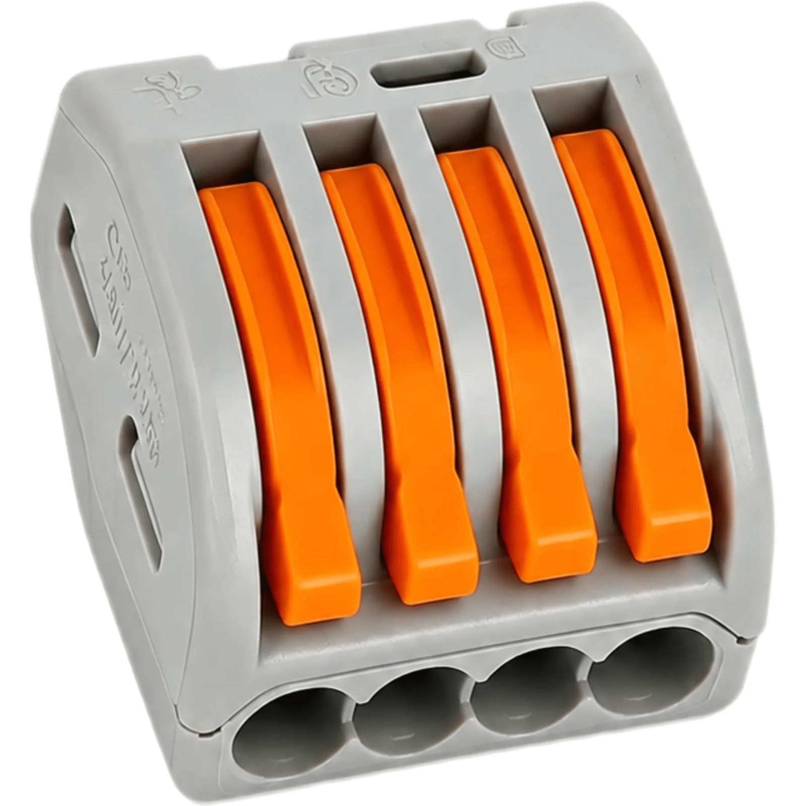 Conector Rápido Push-in con Palanca para Empalmes Eléctricos / Reutilizable y sin Herramientas / 4 Vías / 32 A / Paquete con 100 Piezas