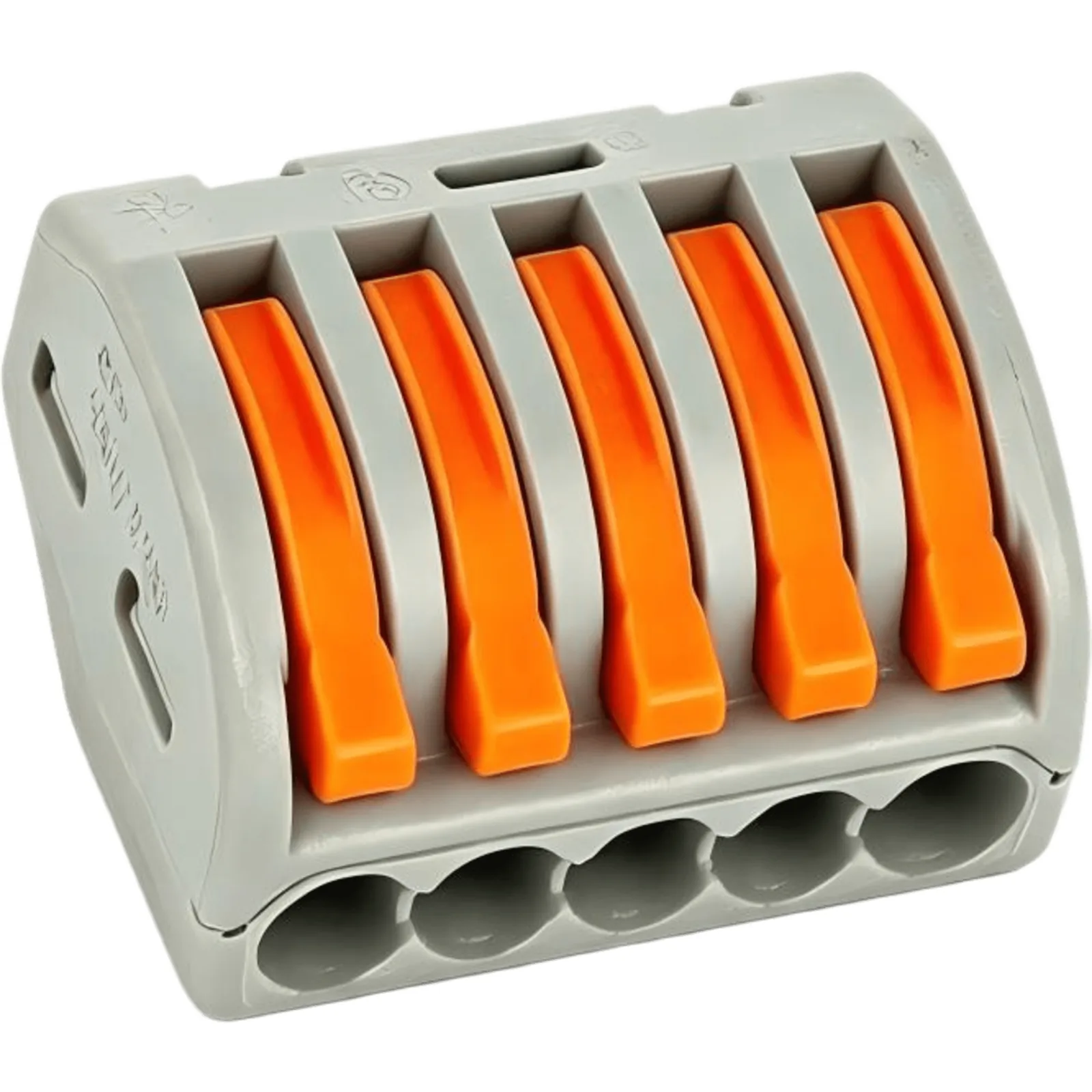 Conector Rápido Push-in con Palanca para Empalmes Eléctricos / Reutilizable y sin Herramientas / 5 Vías / 32 A / Paquete con 100 Piezas