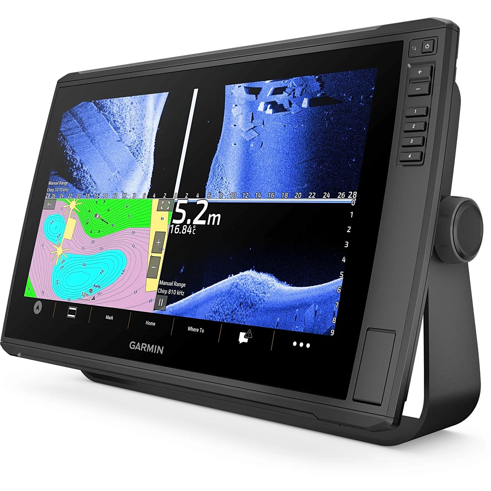 Plotter de Navegación Marino ECHOMAP™ Ultra 2 de 16 / GPS Multibanda y Multiconstelación / Sonda Integrada CHIRP, ClearVü y SideVü / IPX7 / NMEA 2000 y 0183 / Wi-Fi y Bluetooth / Garmin