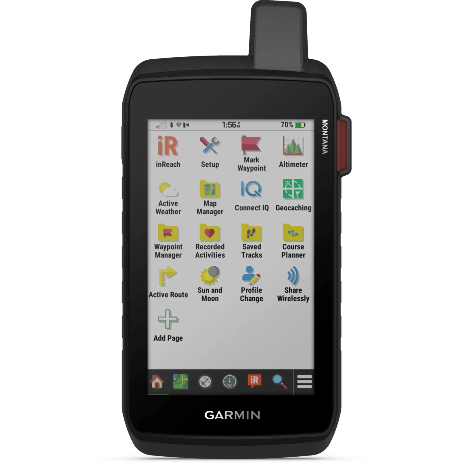 GPS Navegador Satelital Táctico Montana® 710i / Pantalla Táctil WVGA 5" / Mapas TopoActive y City Navigator / Batería 24h GPS / IPX7 / MIL-STD-810 / Mensajería Satelital inReach / 32 GB