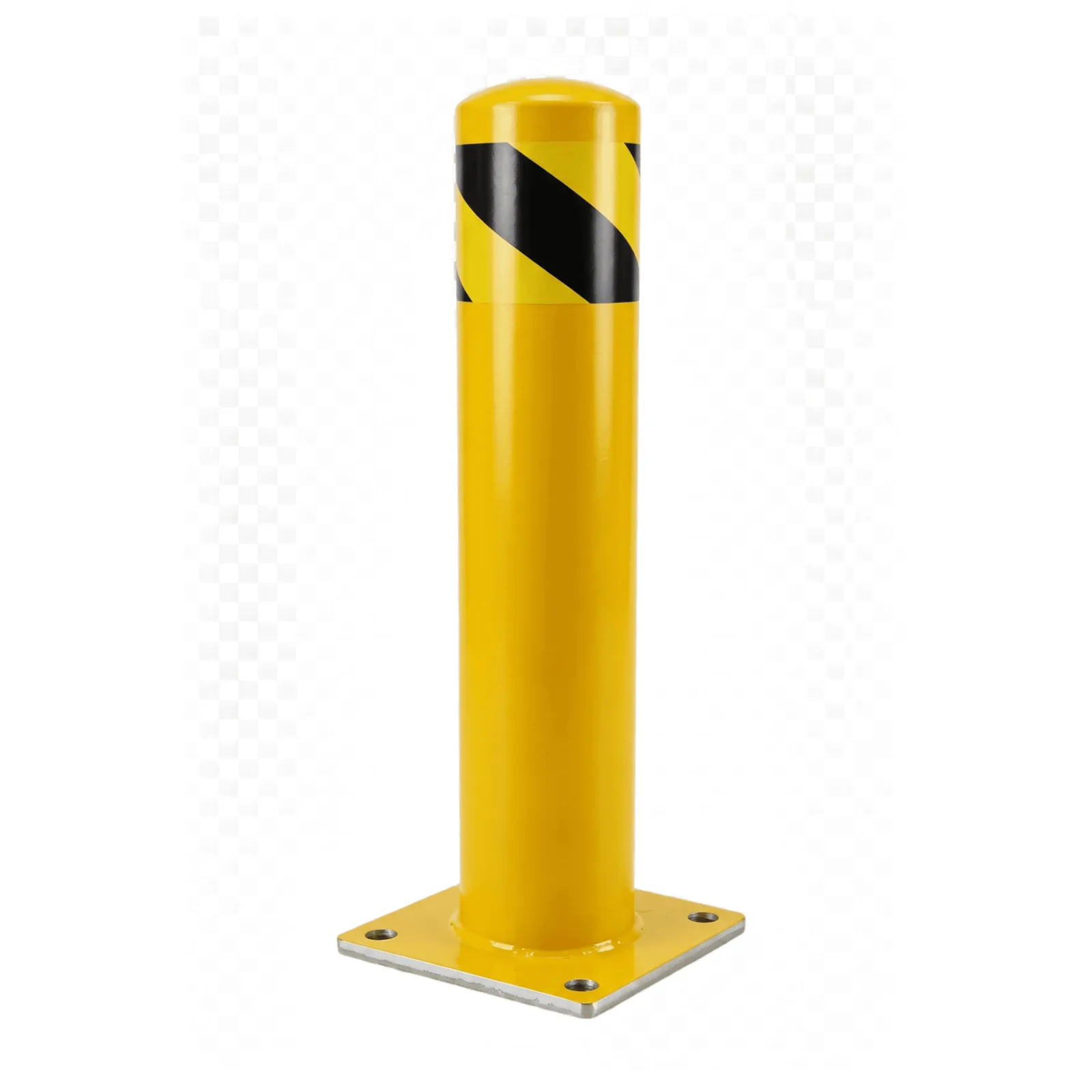 Bolardo Fijo de Acero / Diámetro 140 mm x Altura 610 mm x Pared 2 mm / Base Soldada 200 x 200 mm / Pintura en Polvo