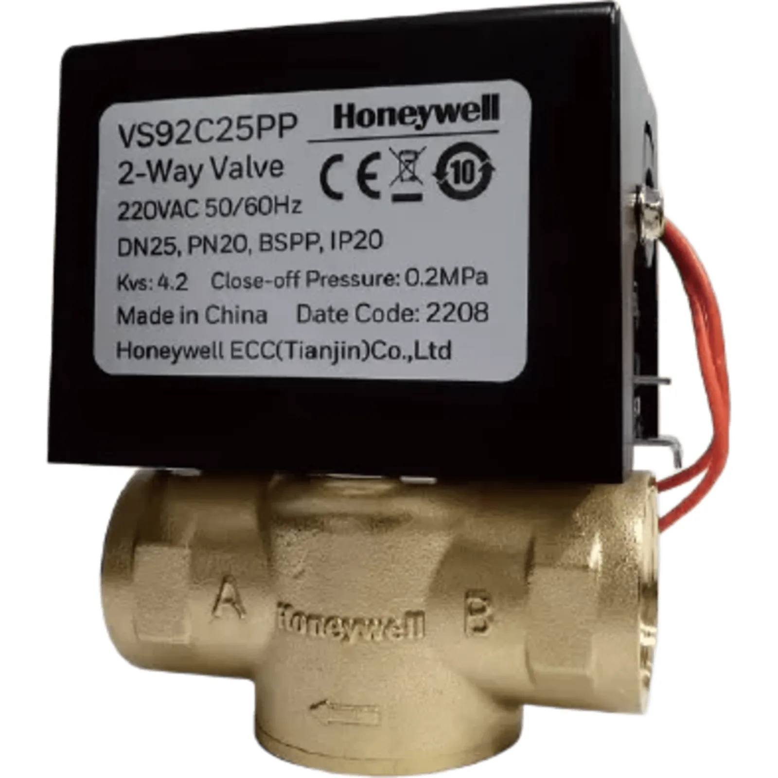Válvula de control eléctrica de 3 vías para fancoil, retorno por resorte, normalmente cerrada, 110 V CA, DN15 (1/2"), conexión NPT