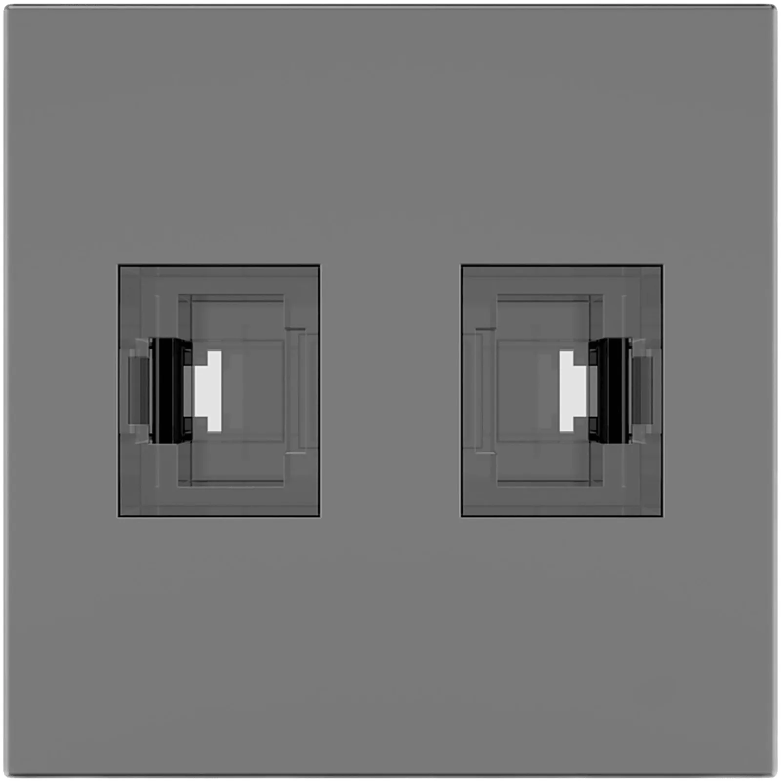 Módulo Pasivo TBUS / 2 Puertos RJ45 Passthrough / Entrada y Salida 2 Hembras / Color Negro Grafito RAL 9011