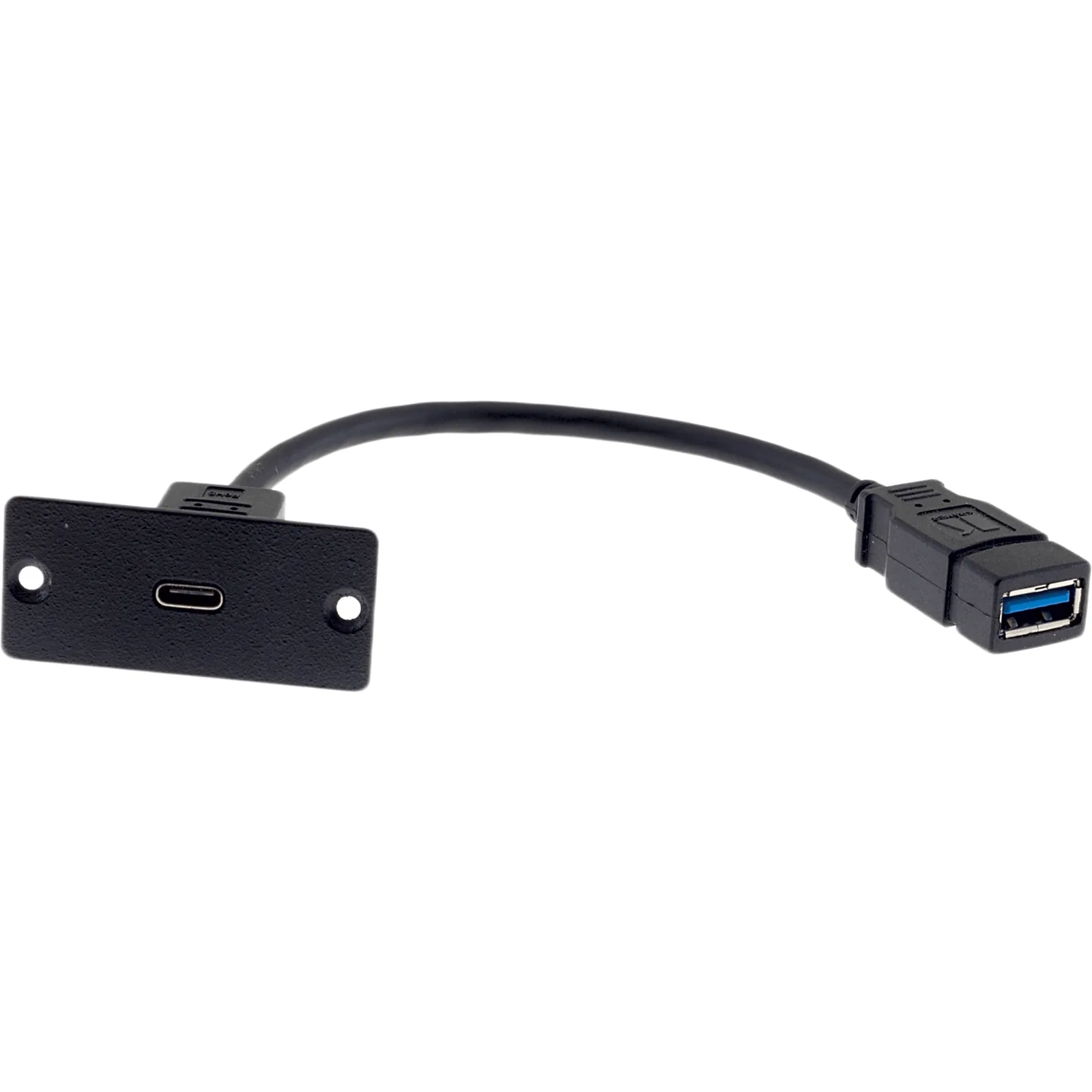 Inserto de Pared USB-C | 4.8 Gbps USB 3.0 | Cable 12 cm (4.72 in) | Aluminio | Negro