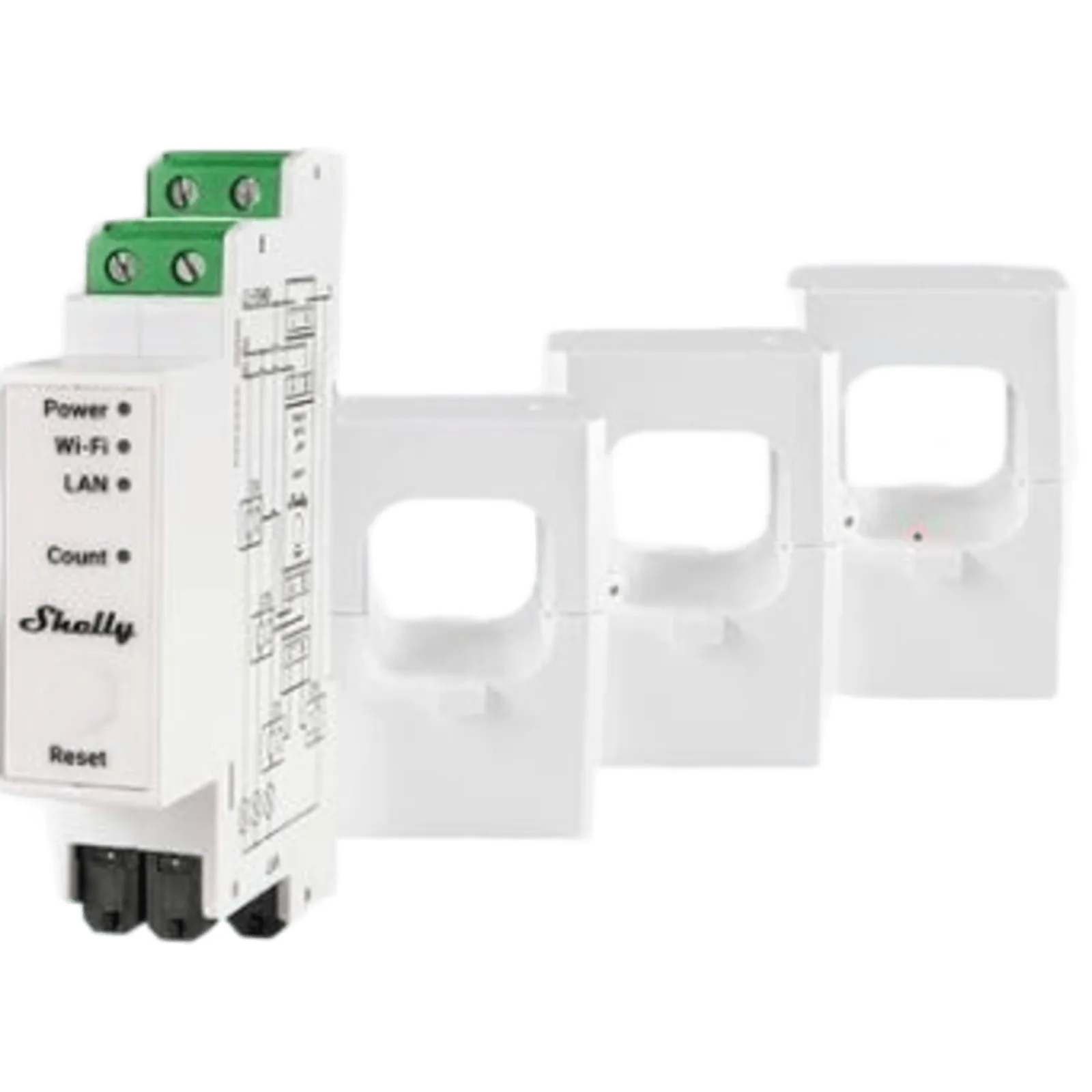 Medidor de Energía Trifásico / 400 A / Montaje Riel DIN / Wi-Fi + LAN + Bluetooth / Almacenamiento 60 Días / MQTT / Shelly Pro