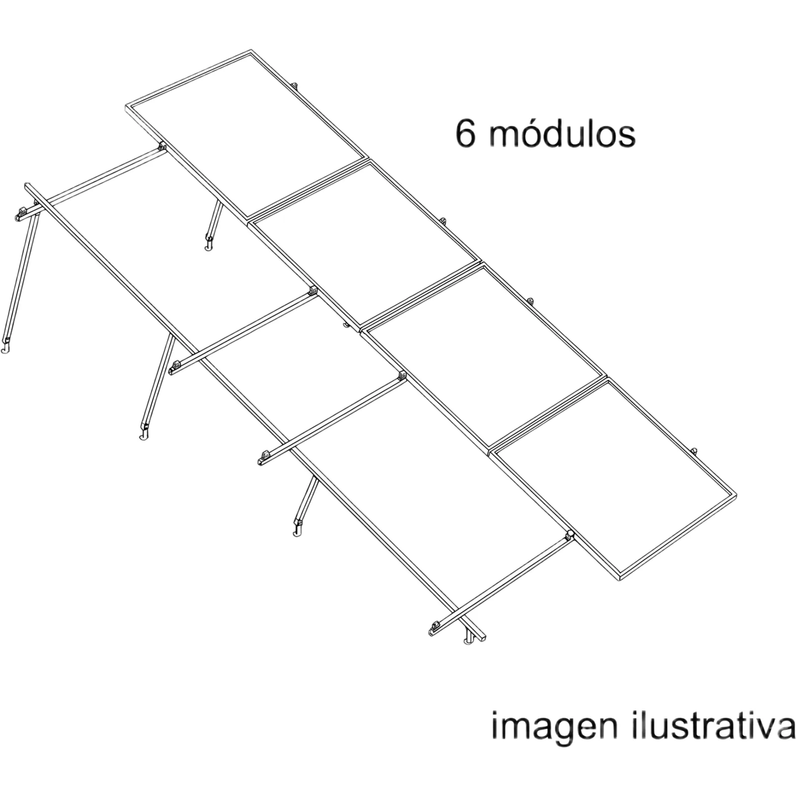 Kit Basel Sistema de Montaje Solar para 6 Módulos / Inclinación 10° / Para Módulo 645 W / Dimensiones del Módulo 2.382 m (7.8 ft) x 1.134 m (3.7 ft) / Velocidad de Viento 170 km/h / Losa Plana Doble Fila