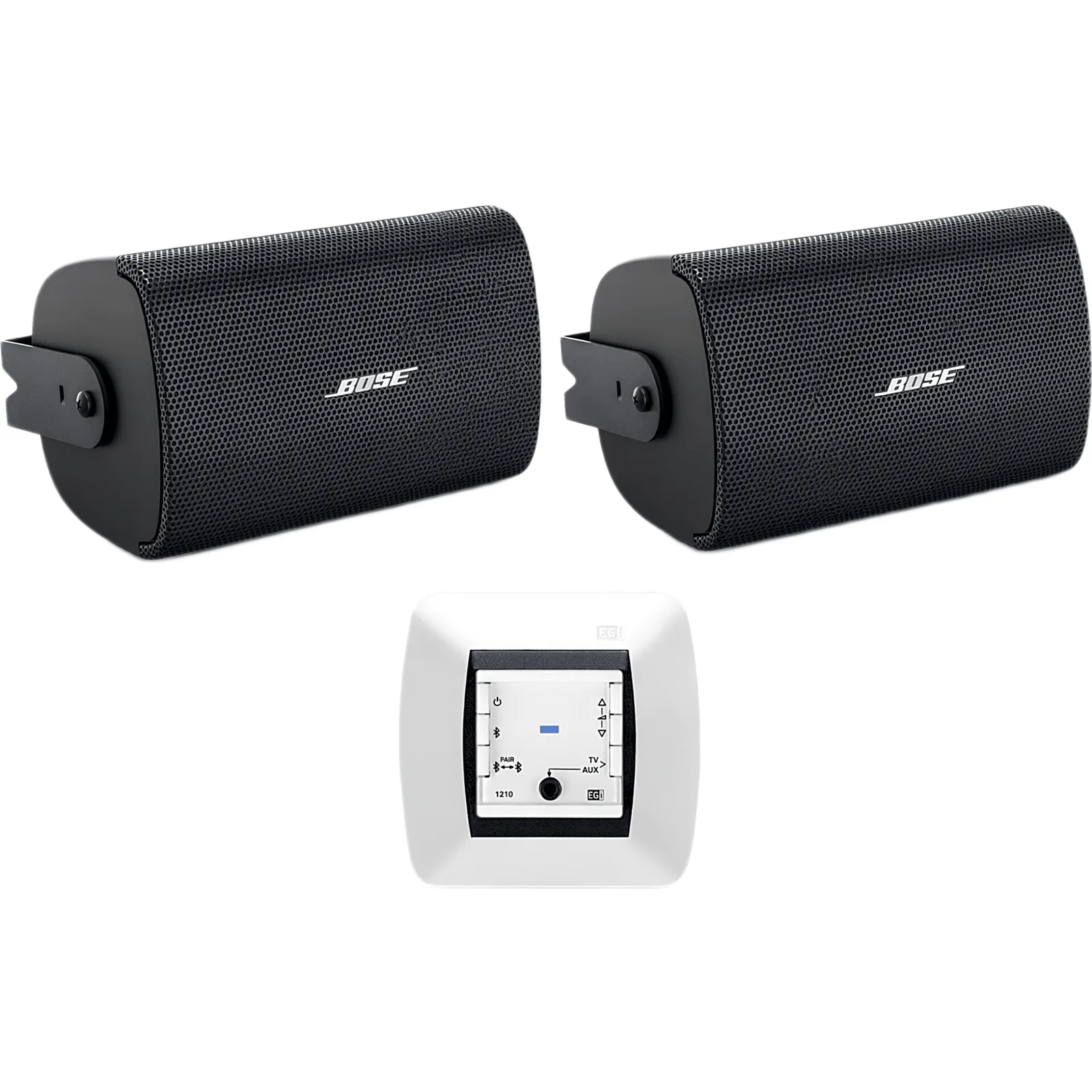 Kit de Audio Residencial | Mando Bluetooth EGI 121010H + Par de Bocinas de Superficie BOSE FS2SE | 2+2W RMS | Negro | IP55