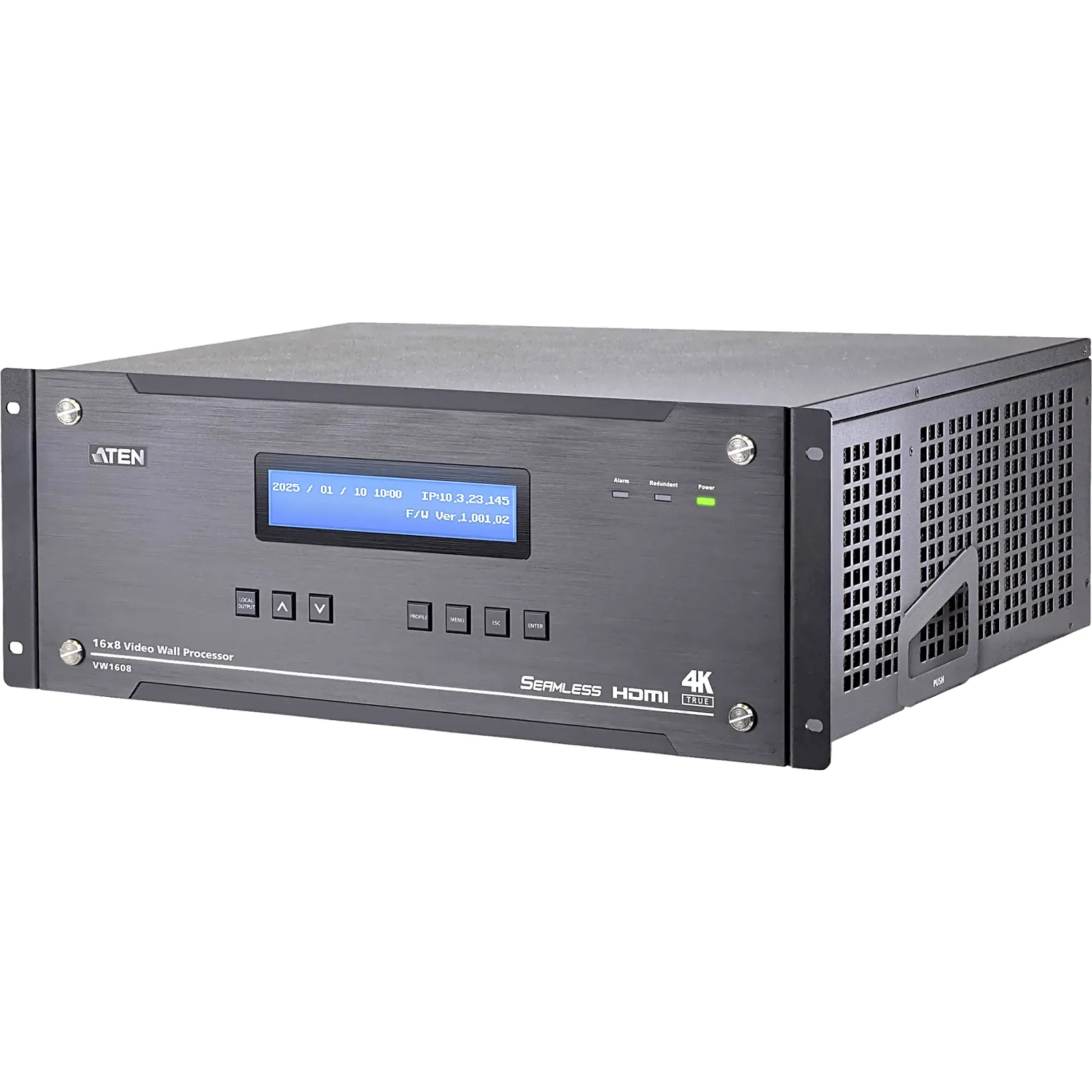 Procesador de Video Wall Modular 4U / 16 Entradas 8 Salidas / True 4K@60Hz / FPGA / H.265-H.264 / Redundancia Dual PSU / Encadenamiento Respaldo-Expansión / Control Remoto Web GUI / RS-232 / Ethernet