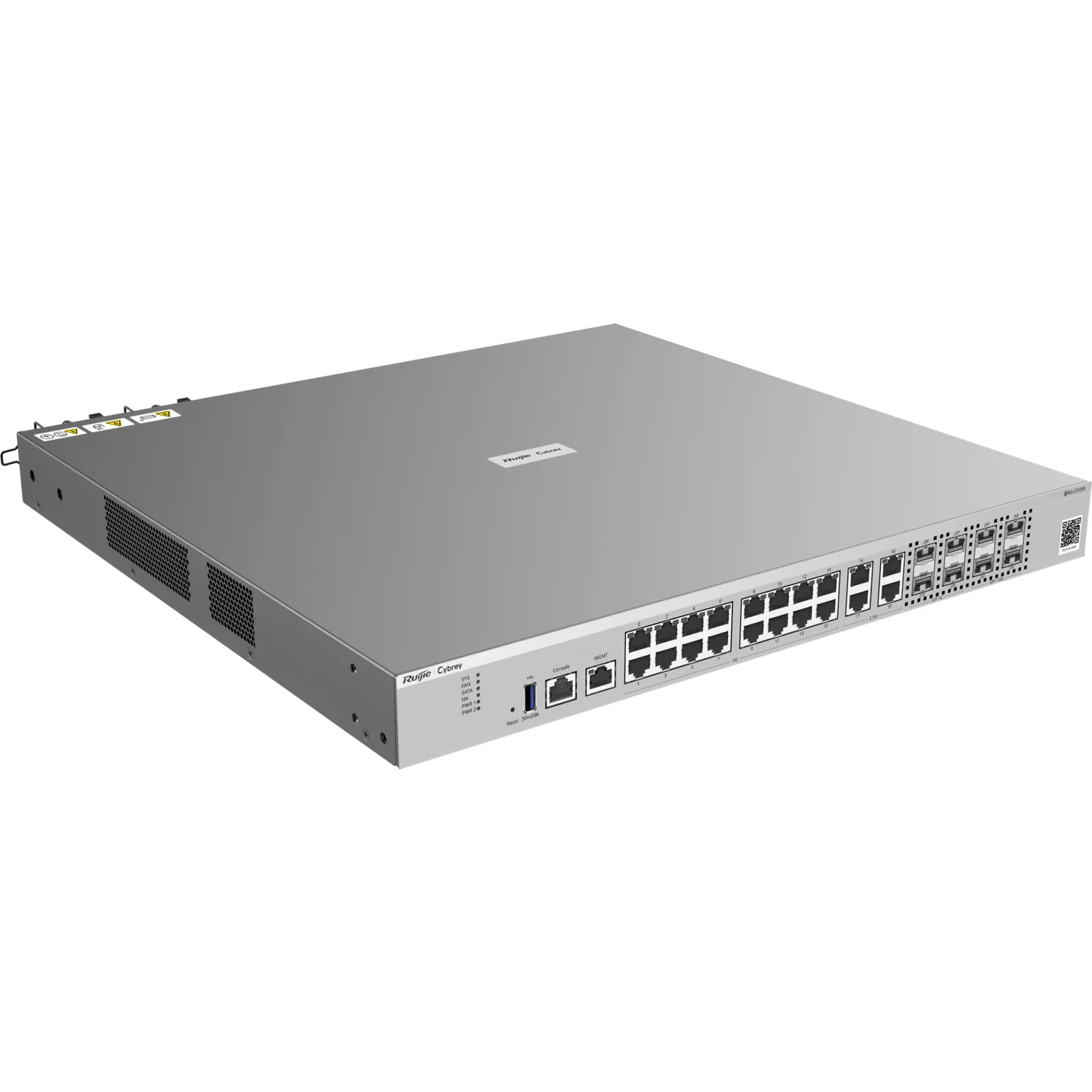 Firewall Next-Generation / 14-17 Gbps / 3 Millones de Sesiones Concurrentes / 16 Puertos GE RJ45 + 4 Puertos 2.5GE + 4 Puertos GE SFP + 4 Puertos 10GE SFP+ / Gestión Cloud / Inteligencia Artificial / Anti-DoS/DDoS / SD-WAN / Línea Cybrey