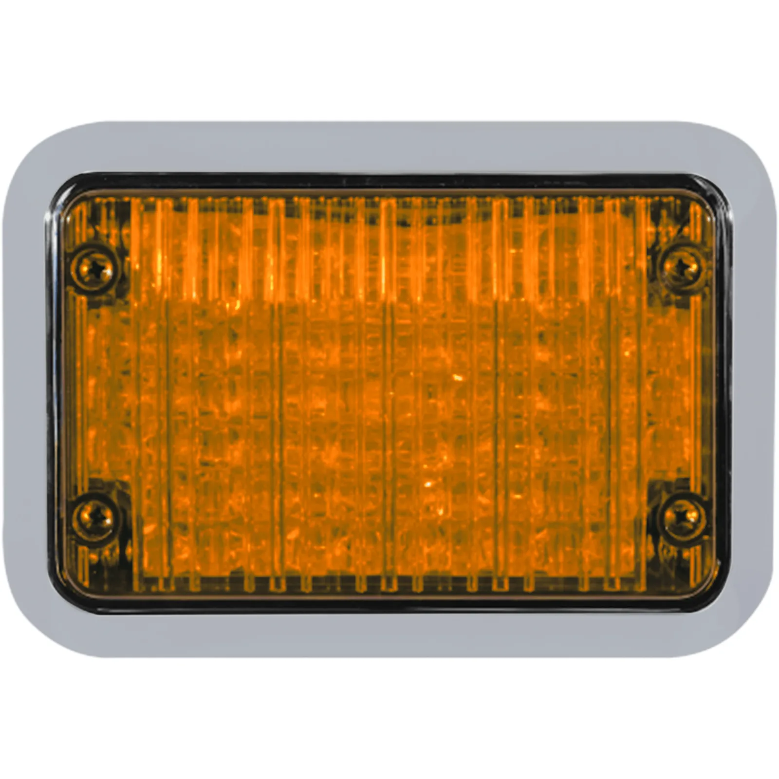 CD3 Connect Luz de Advertencia 8.4 x 6 Pulgadas, Ambar, Lente Transparente, Bisel Cromado