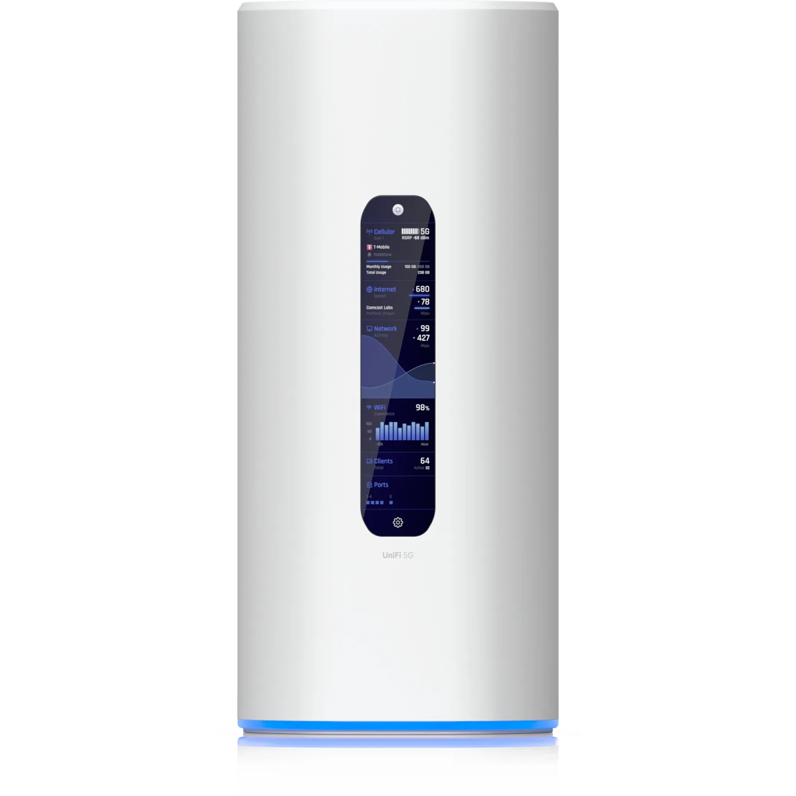 UniFi Dream Router 5G Max Cloud Gateway de Escritorio con Módem 5G Integrado, WiFi 7 Tri-Banda, Switch de 3 Puertos 2.5 GbE con (1) Puerto PoE, WAN (1) 2.5 GbE y (1) 10G SFP+