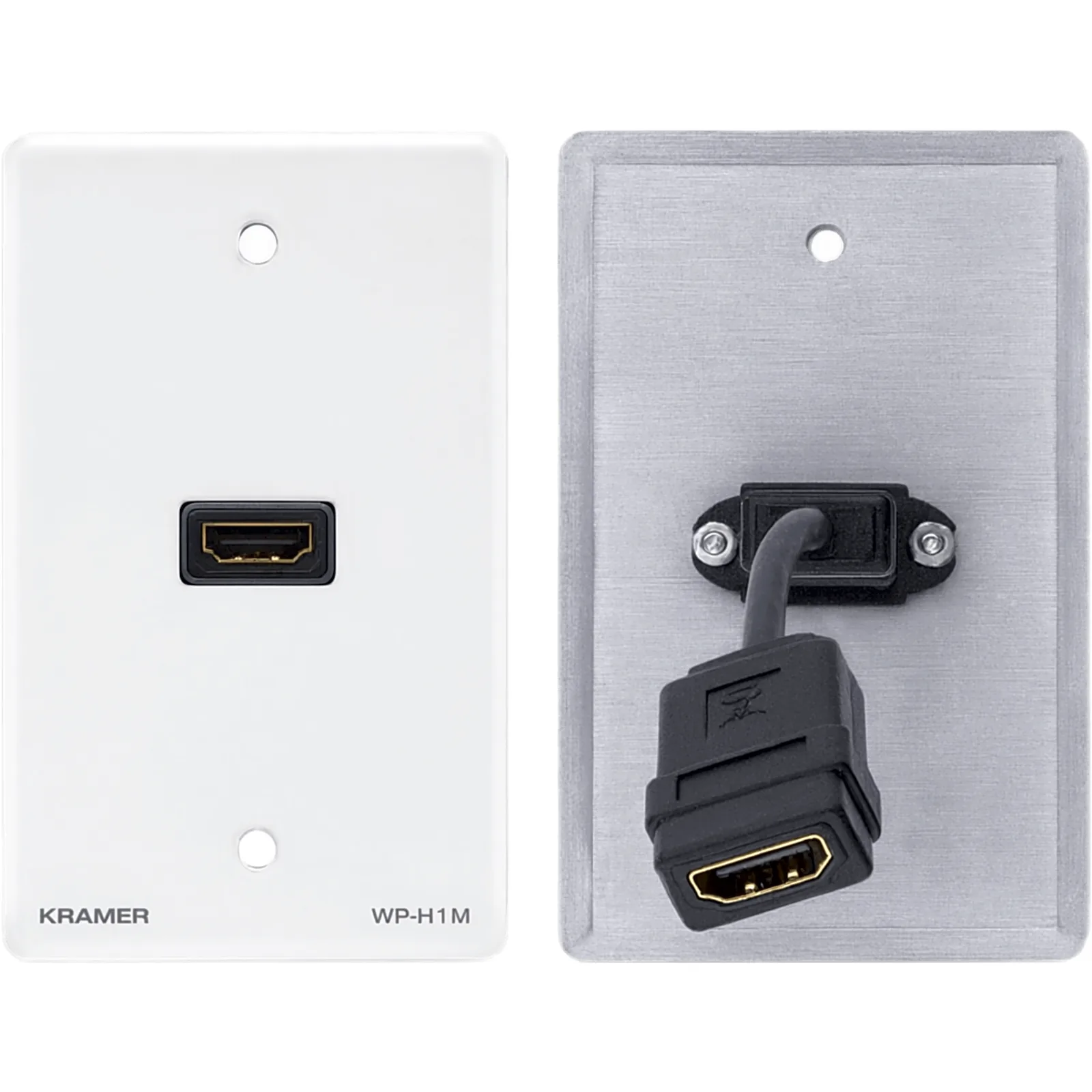 Wall Plate Pasivo HDMI | Conexión HDMI Frontal y Trasera | Cable Plano Flexible | Formatos US | Blanco