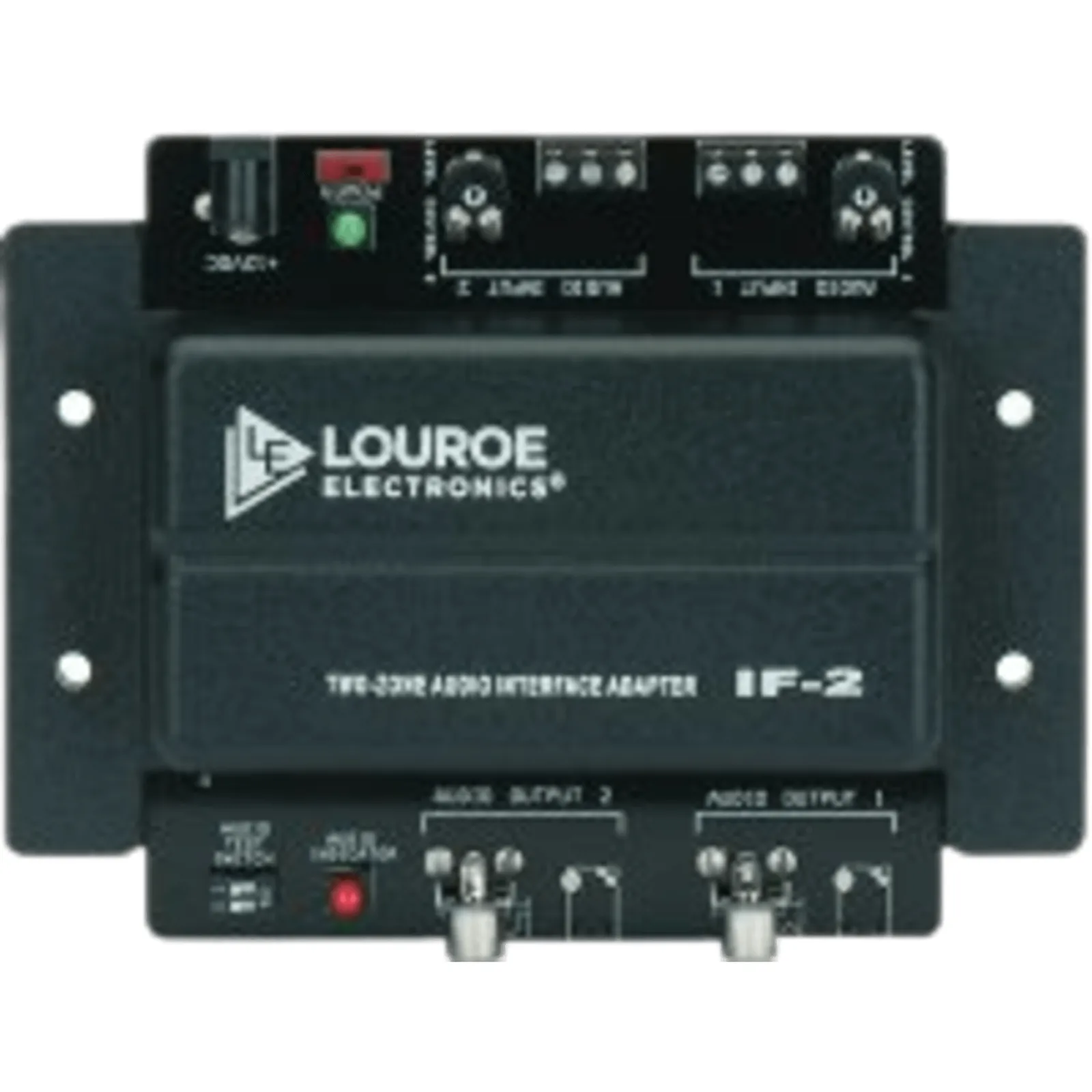 Adaptador de Interfaz de Audio de Dos Zonas / Compatible con Micrófonos Louroe / Salidas RCA y 3.5 mm / Gain Adjust por Canal / 12 VDC