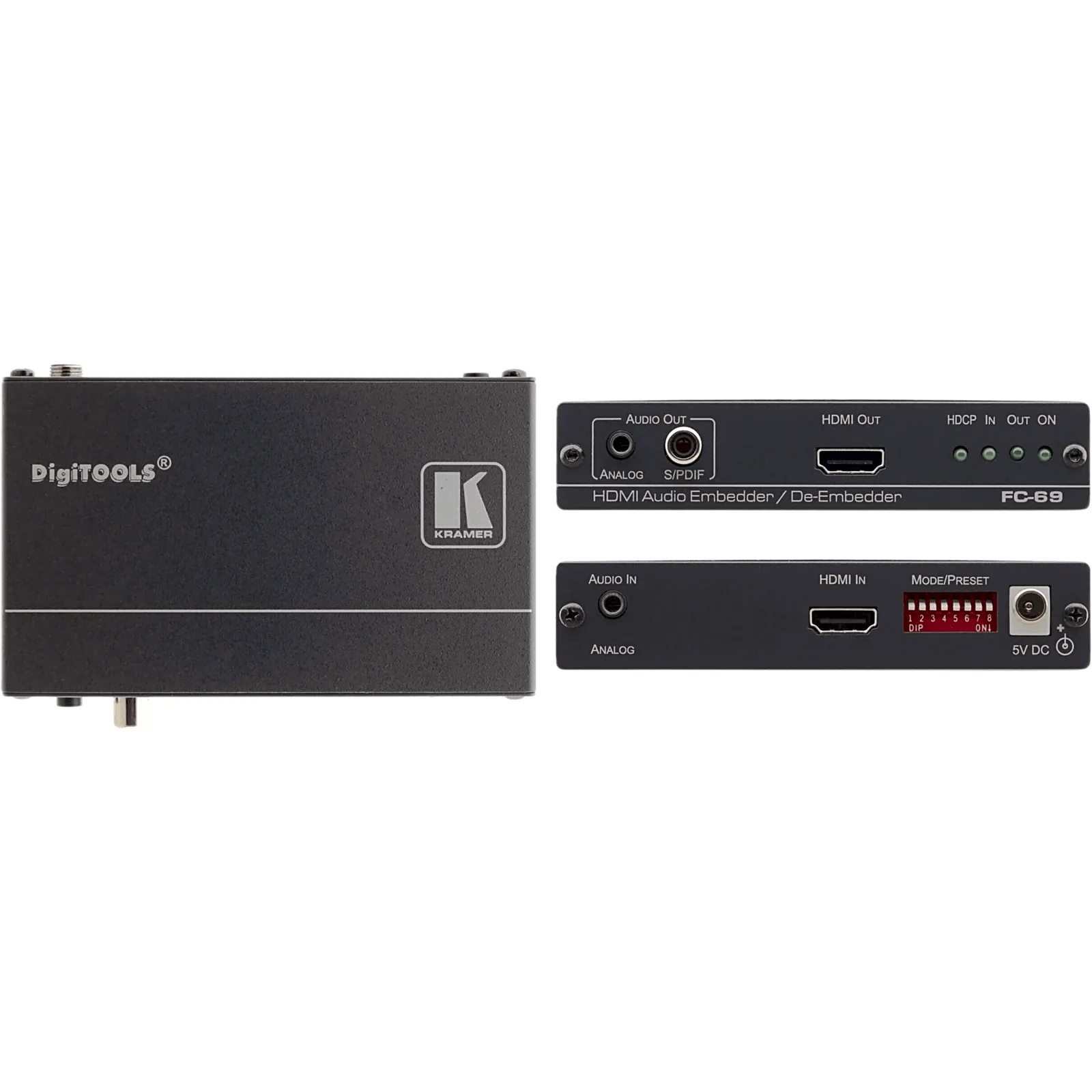 Embebedor | Desembebedor de Audio HDMI 4K@60Hz (4:2:0) | 8.91Gbps | ARC | S/PDIF | Kramer Equalization & re-Klocking | DIP-Switch