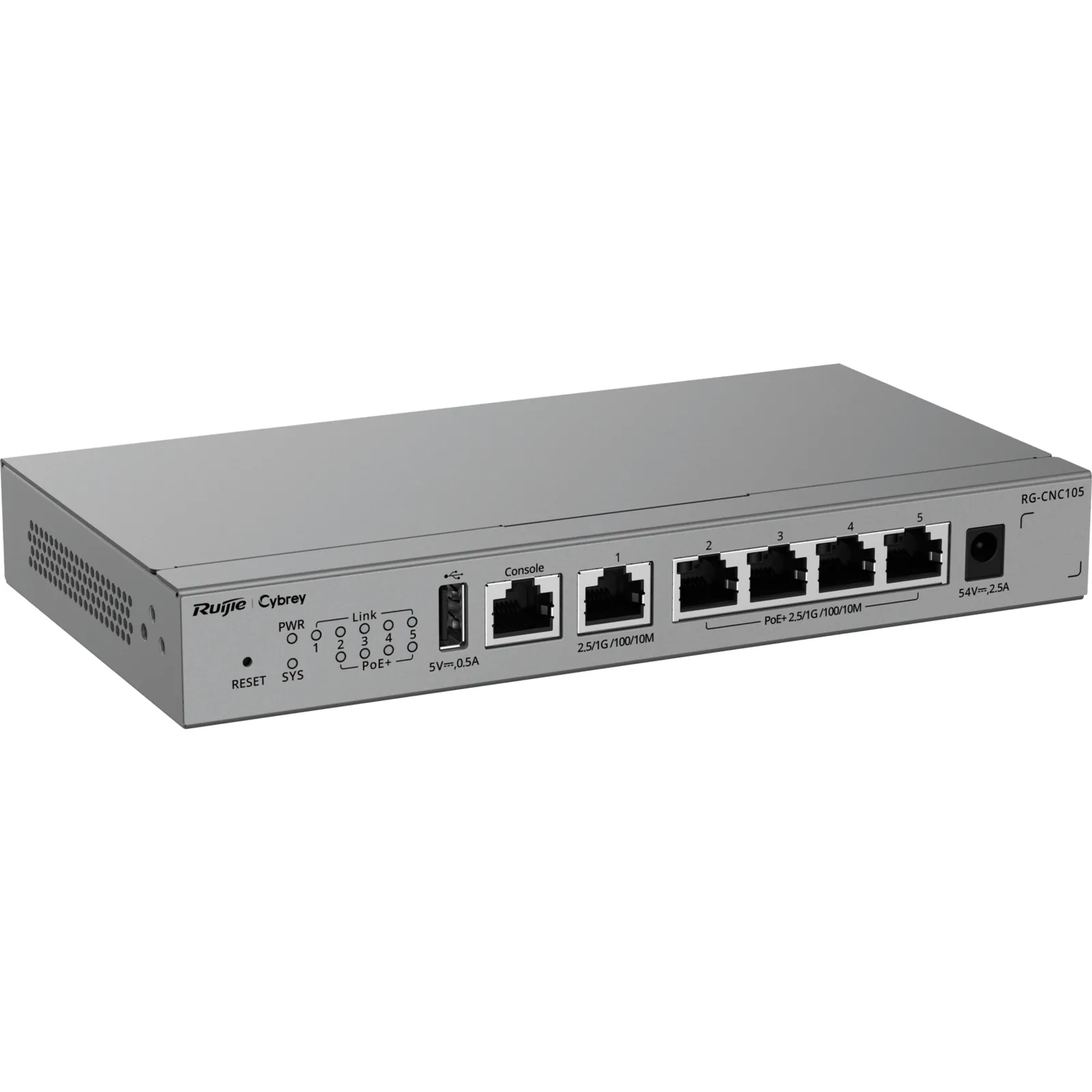 Controlador de Red (CNC) / Todo en Uno AC-Router-Switch PoE / 5 Puertos 2.5G / 4 Puertos PoE+ / Gestión de 32 APs / Capacidad de Reenvío 2 Gbps / Gestión Cloud / Línea Cybrey