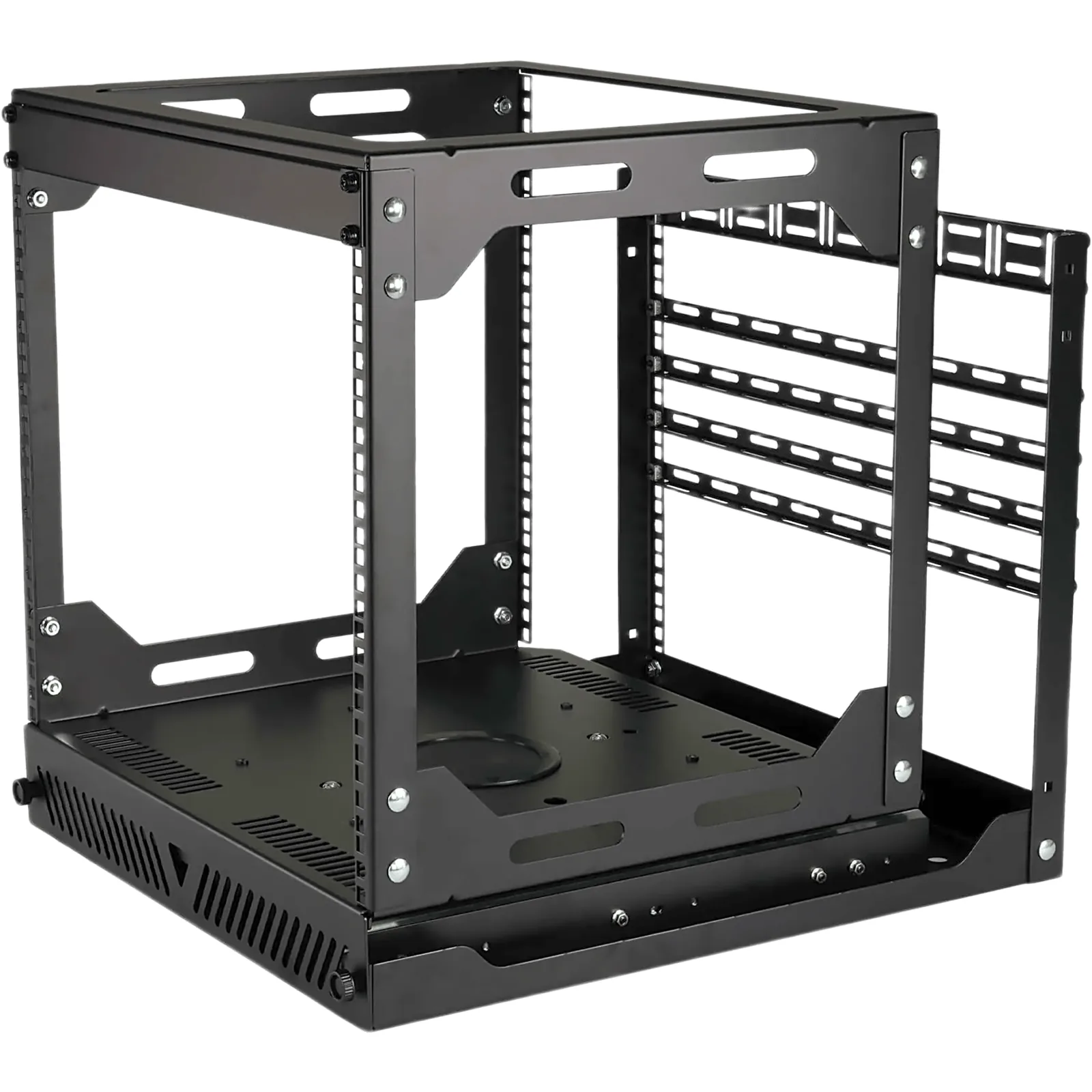 Rack Abierto Deslizante y Giratorio / 12U / Rotación 360° / Carga 68 kg (150 lbs) / Norma EIA/ECA-310-E / Gestión de Cables