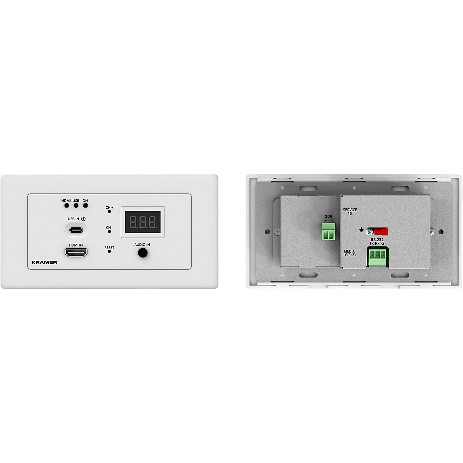 Codificador AVoIP Wall Plate | 4K60 4:2:0 HDR10 | Red 1G | Entradas HDMI y USB-C | PoE | Control Web y API | Puerta de enlace RS232 y CEC