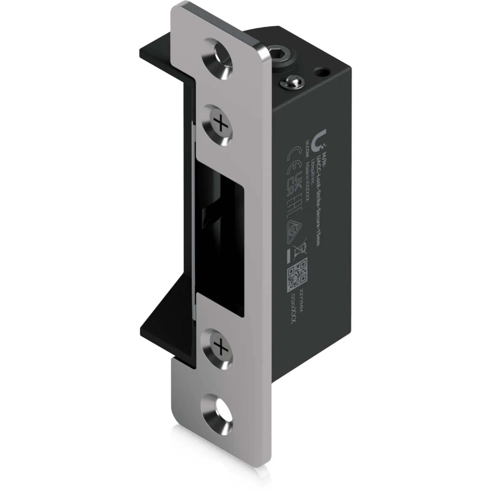 Contrachapa eléctrica de alta seguridad tipo Fail-Safe (normalmente abierta), fuerza de sujeción de hasta 1,200 kg (2,645 lb) y profundidad de pestillo de 15 mm