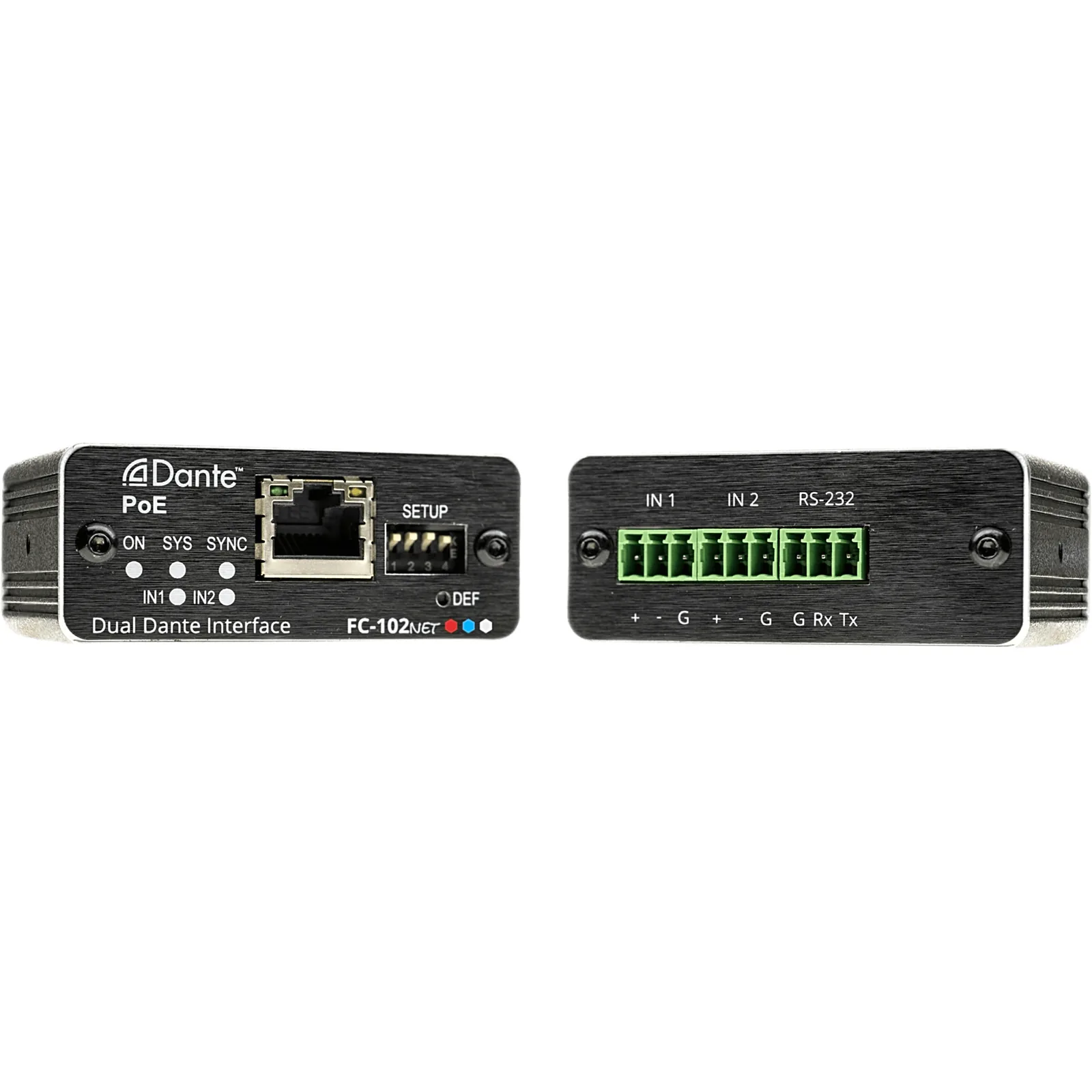 Codificador Dante 2 Canales | 2 Salidas Mono Balanceadas | PoE | Conversión ADC 32 bits | Frecuencia de Muestreo 96 kHz | AES67 | Control RS-232 | PicoTOOLS