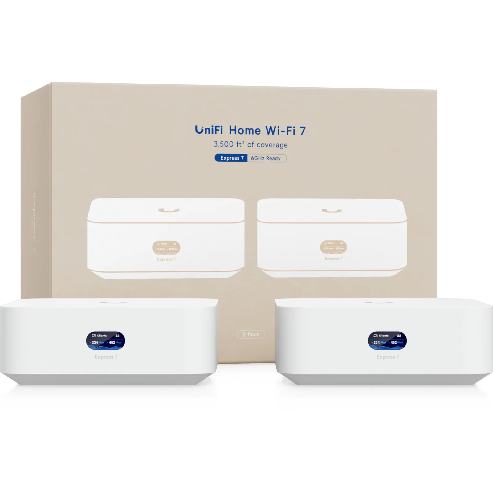 WiFi para todo el Hogar, UniFi Express UX7 Kit de 2 Piezas, Cloud Gateway WiFi 7 Compacto con Puerto WAN 10G, Escalable en Malla para Red Completa o Punto de Acceso