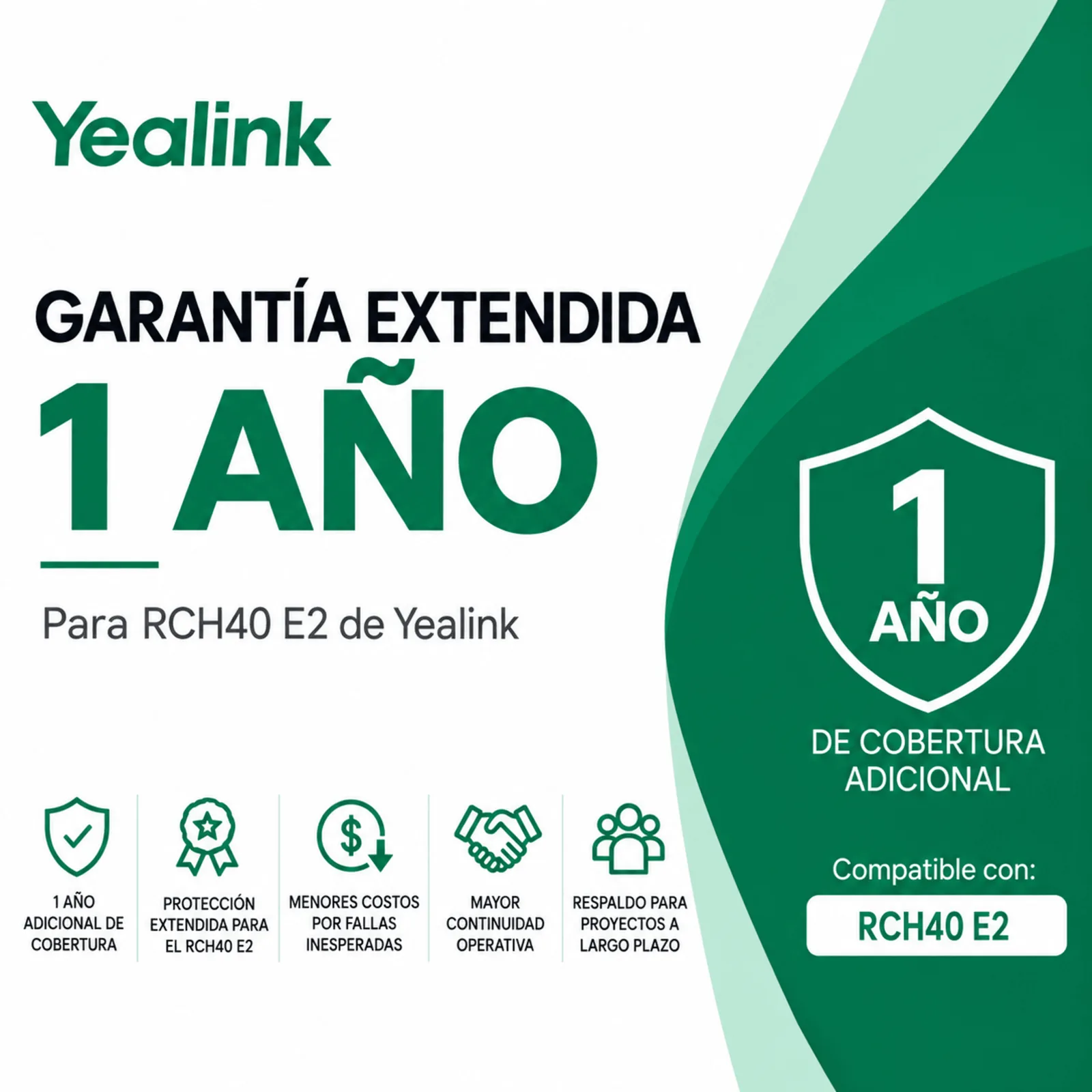Garantía Extendida de 1 Año para Switch PoE RCH40-E2 de Yealink
