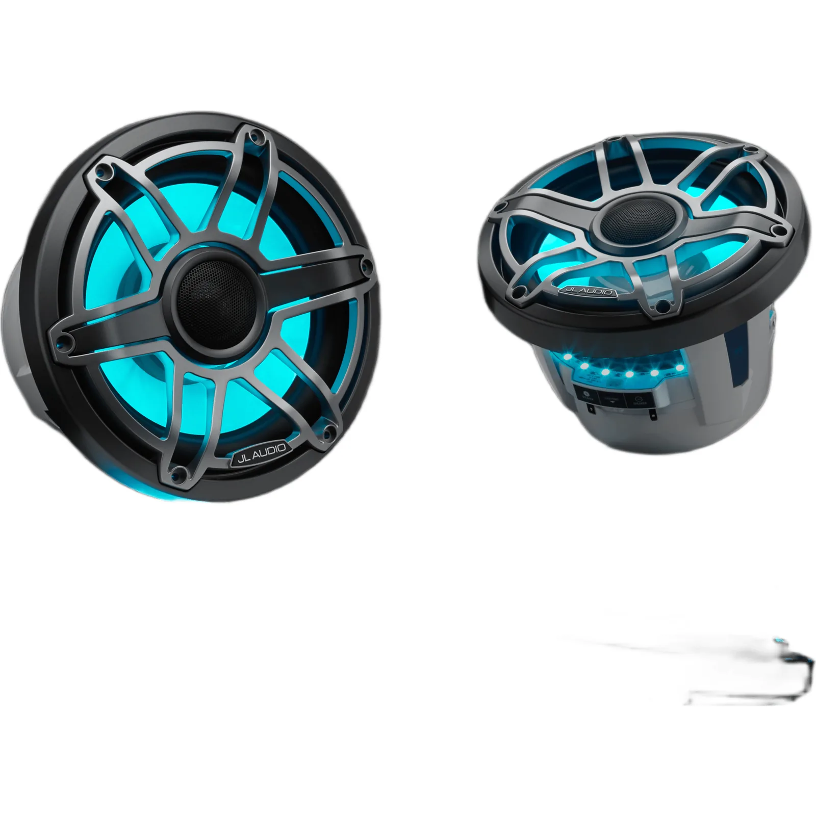 Bocinas Náuticas Coaxiales 8.8" / 125 W RMS / 90.5 dB / 38 Hz-20 kHz / 4 &Omega; / LED Transflective™ / Rejilla Deportiva Titanio / Marino