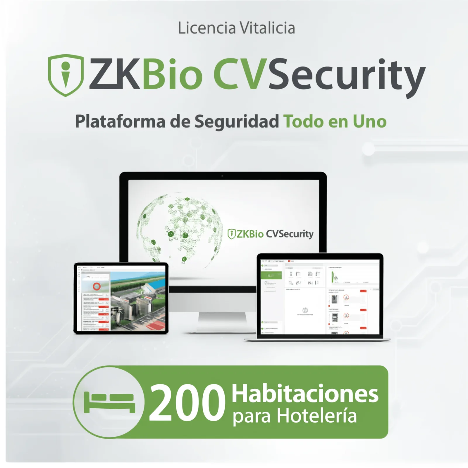 Licencia para ZKBioCVsecurity para modulo de hoteleria para 200 habitaciones
