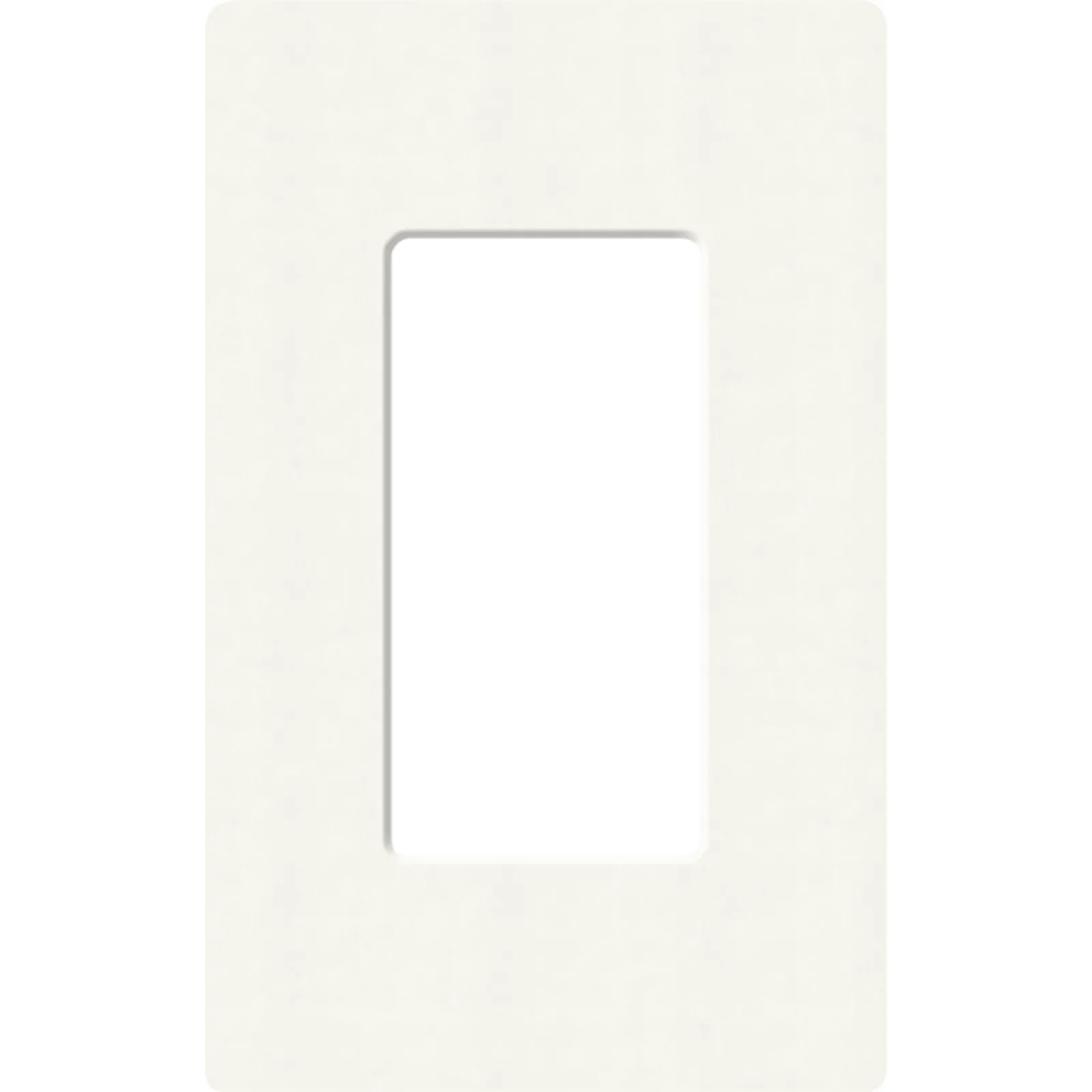 Placa de pared sin tornillos visibles de 1 espacio (1 gang), acabado satinado color Snow, para atenuadores y controles Lutron de apertura estilo designer