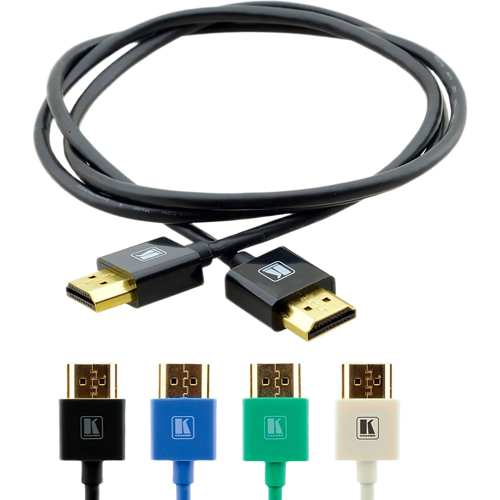 Cable HDMI Ultra Delgado Alta Velocidad con Ethernet | 4K@60Hz (4:4:4) | 18Gbps | Conector HDMI Delgado 16 mm (0.63 in) | Radio de Curvatura 36 mm (1.42 in) | Triple Blindaje | Conectores Chapados en Oro 24K | 0.9 m | Negro