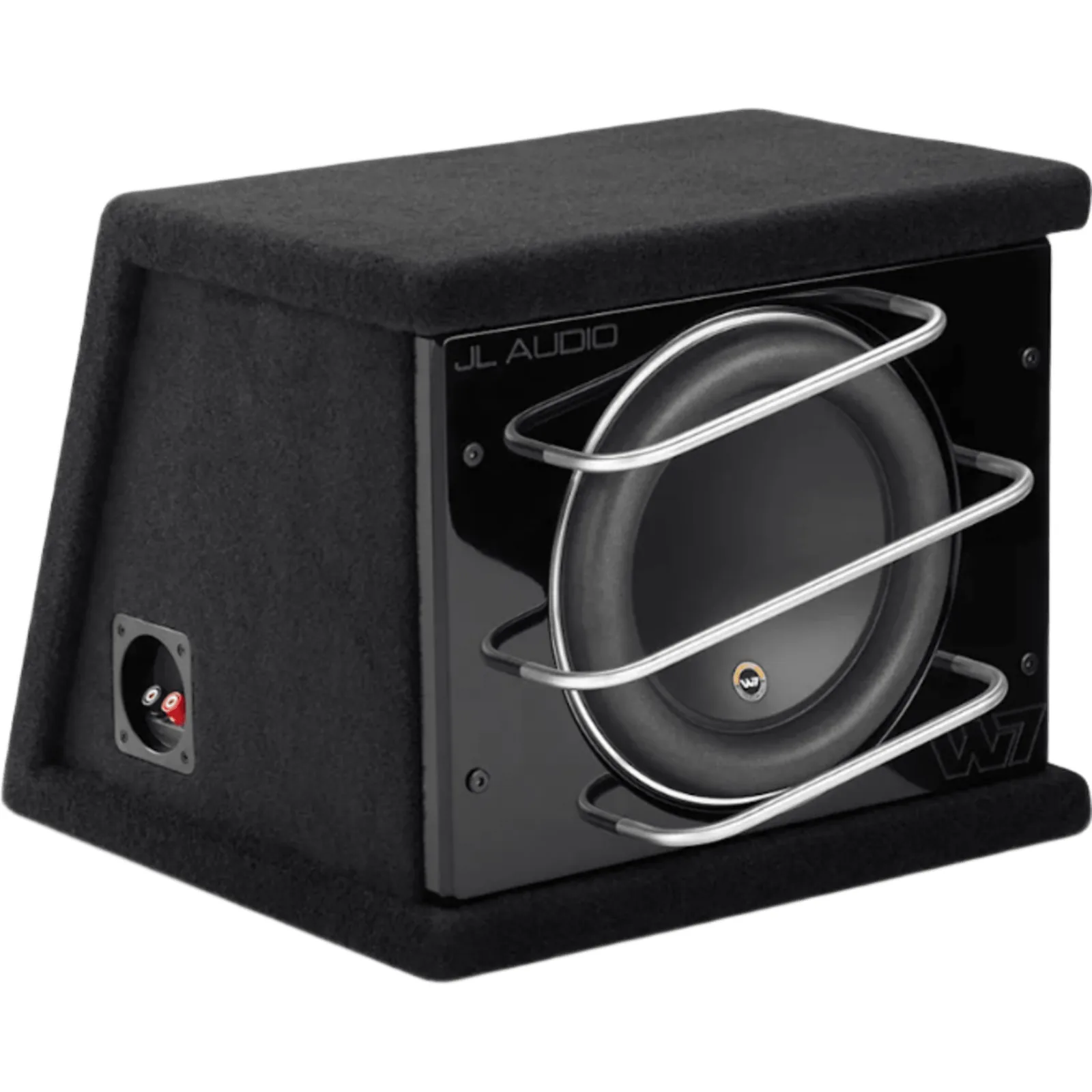 Subwoofer con Carcasa para Coche / 10″ / 750 W RMS / Impedancia 3 &Omega; / Carcasa Sellada Orientada hacia Atrás / Rejillas con Barras de Aluminio / Terminal de Conexión de 5 Vías / ProWedge W7AE