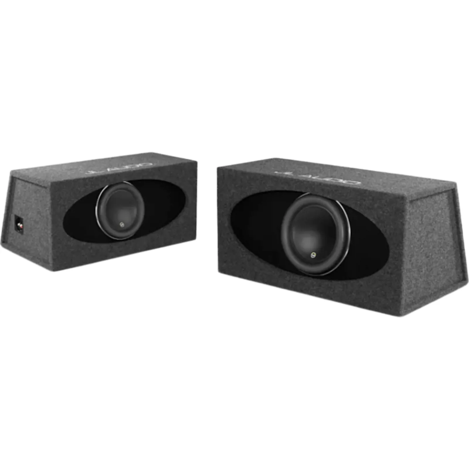 Subwoofer con Caja para Coche / 12" / 1000 W RMS / Impedancia 3 &Omega; / JL Audio H.O. Wedge W7AE / Diseño Orientado hacia Atrás / Puertos de Ranura / Acoplado a la Cámara / Terminal de Conexión de 5 Vías